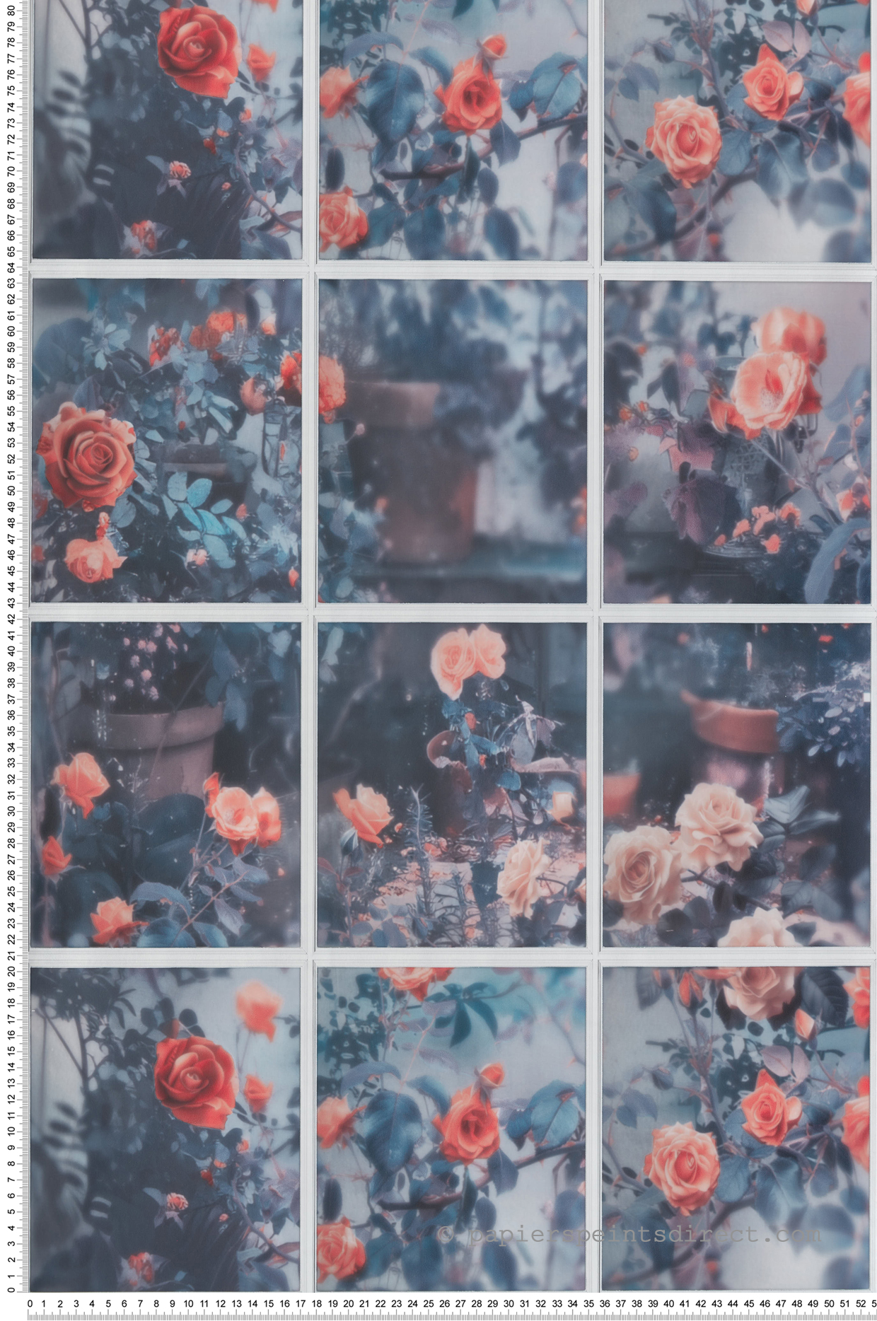 Papier Peint Fleur Verrière Roseraie bleu - Illusion d'Ugépa | Réf. UGP-M89901