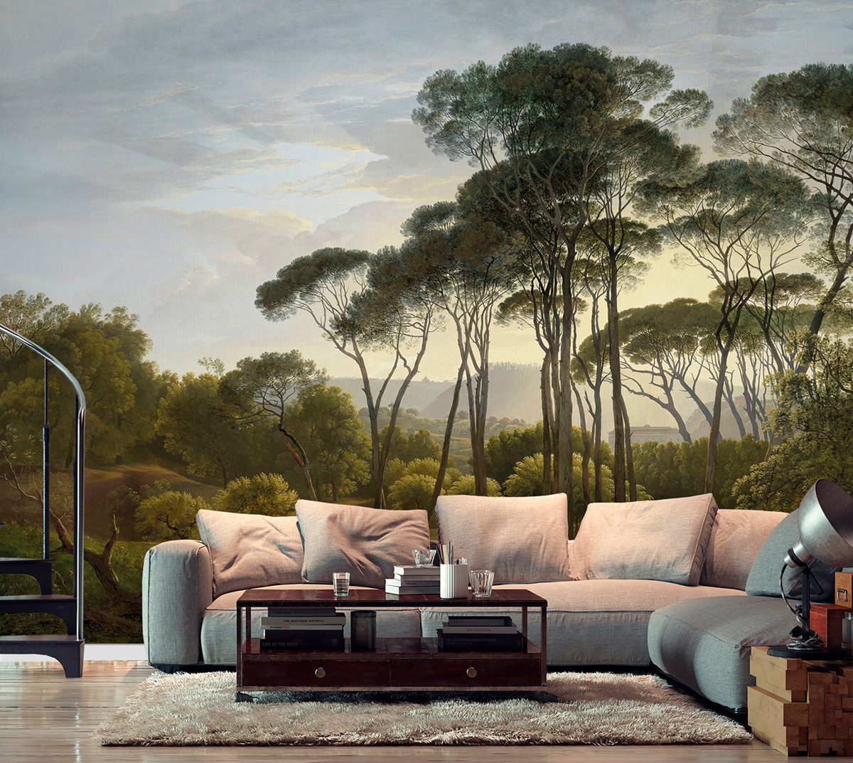 Papier peint panoramique Arbre Umbrella vert chaud - Panorama 2 de Lutèce | Réf. LTC-PAN1511C