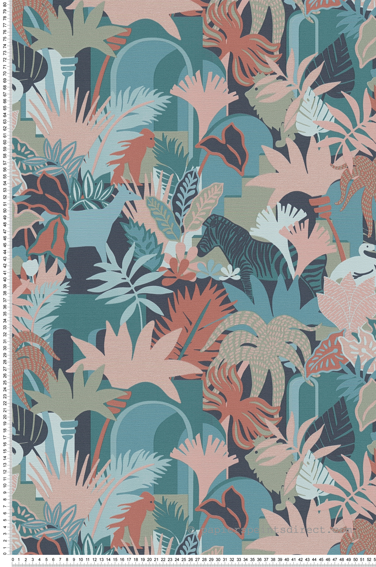 Papier peint Animaux Tropical Forest rose bleu - Antigua d'A.S. Création | Réf. SP15953