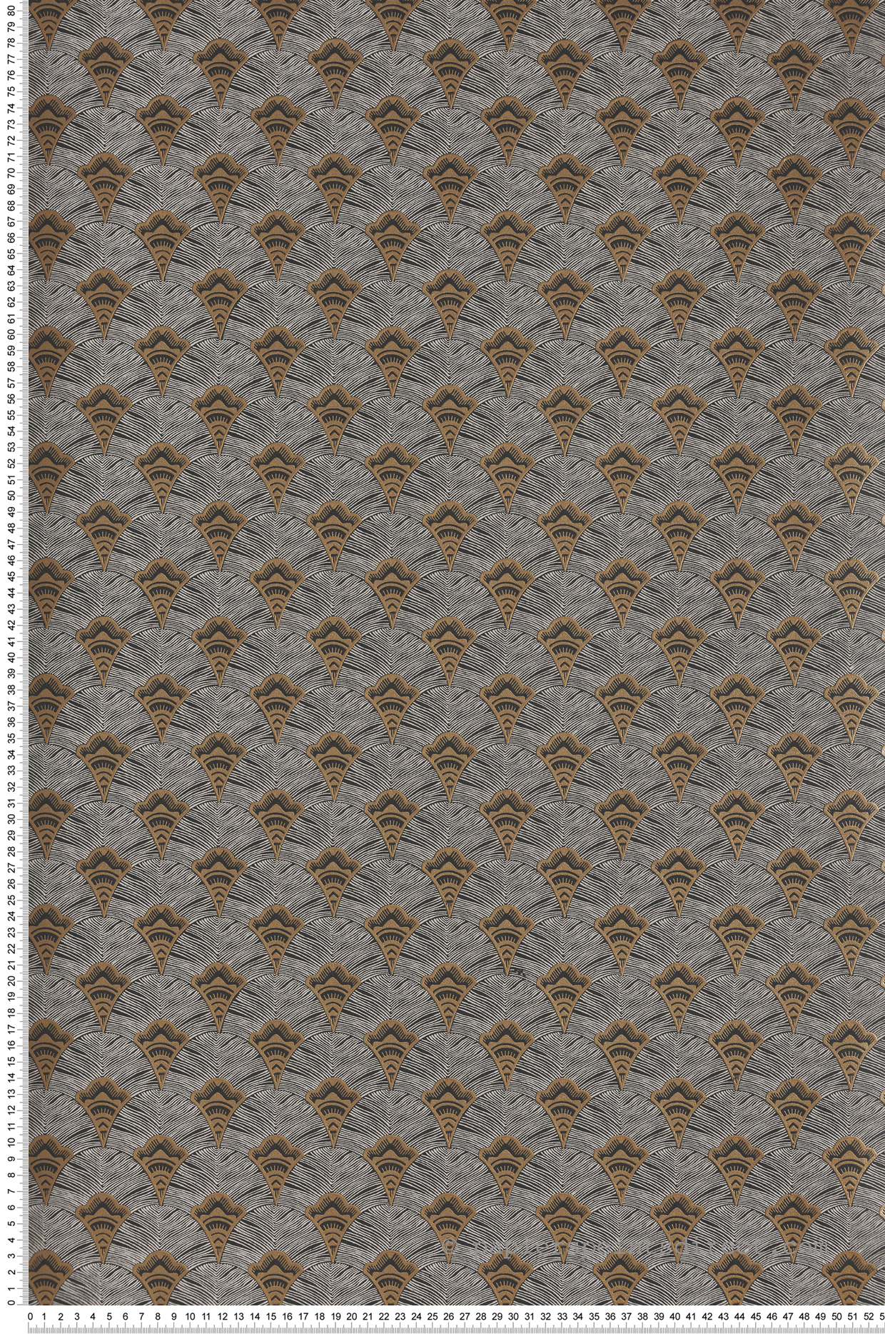 Papier peint Palme Ethnique Adenium gris pale et doré - Mirage de Casamance | Réf. CAS-75254384