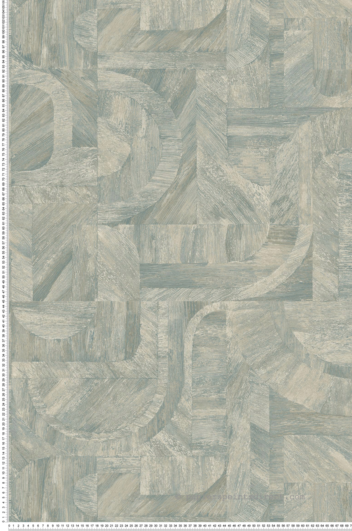 Papier peint Patchwork Ethnique Intarsia bleu beige - Nature sur Mesure de Casamance | Réf. CAS-76870406