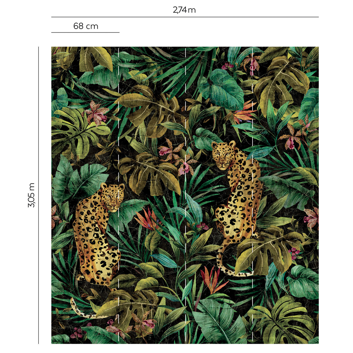 Papier peint panoramique Léopard Exotique noir - Daisy Bennett d'Initiales | Réf. INI-DB30900M