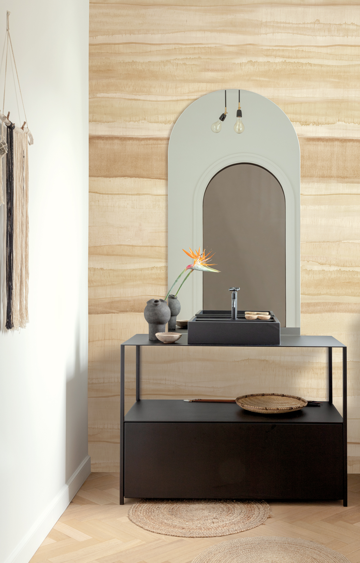 Papier peint panoramique Rayure Abstraite Medite beige - A, B, C et D H260 - Wall Designs IV de Masureel | Réf. MAS-DG4MED101X-260