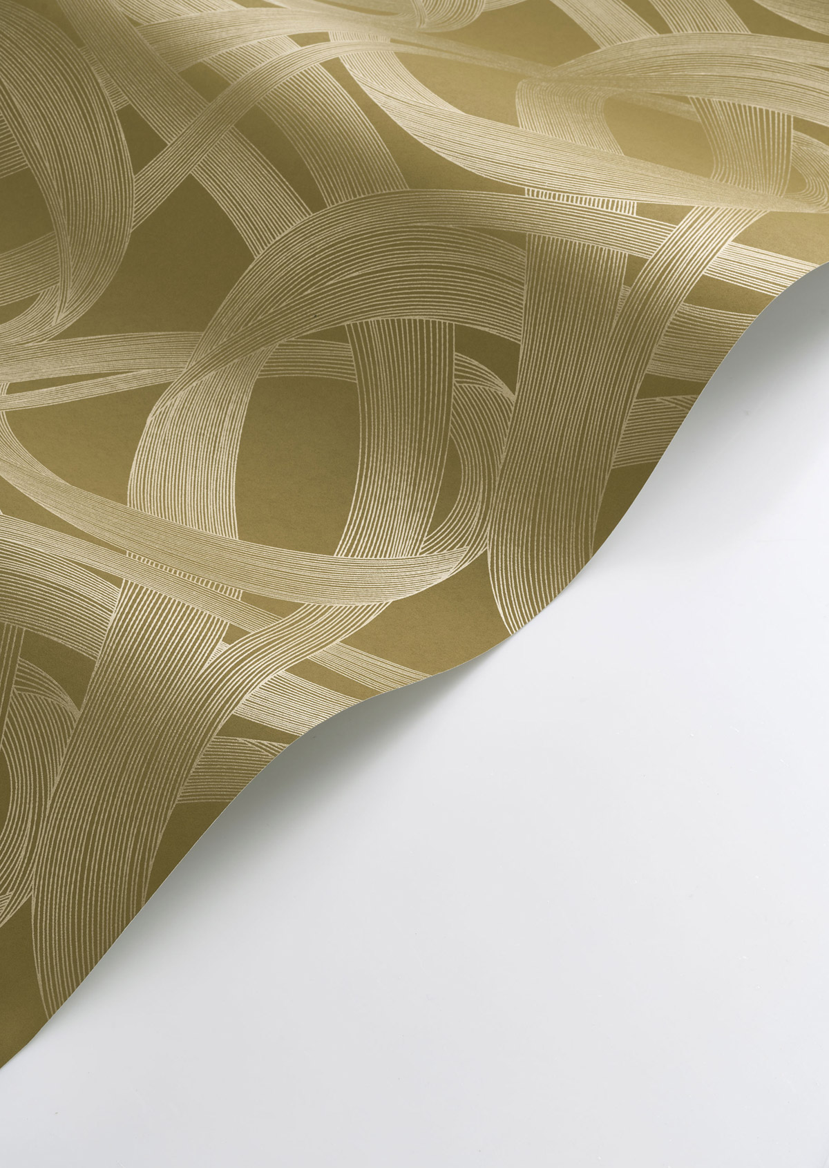 Papier peint Tracés Illusion Shimmy ocre vert doré - Années Folles de Casadéco AMBV | Réf. ANFO201062732