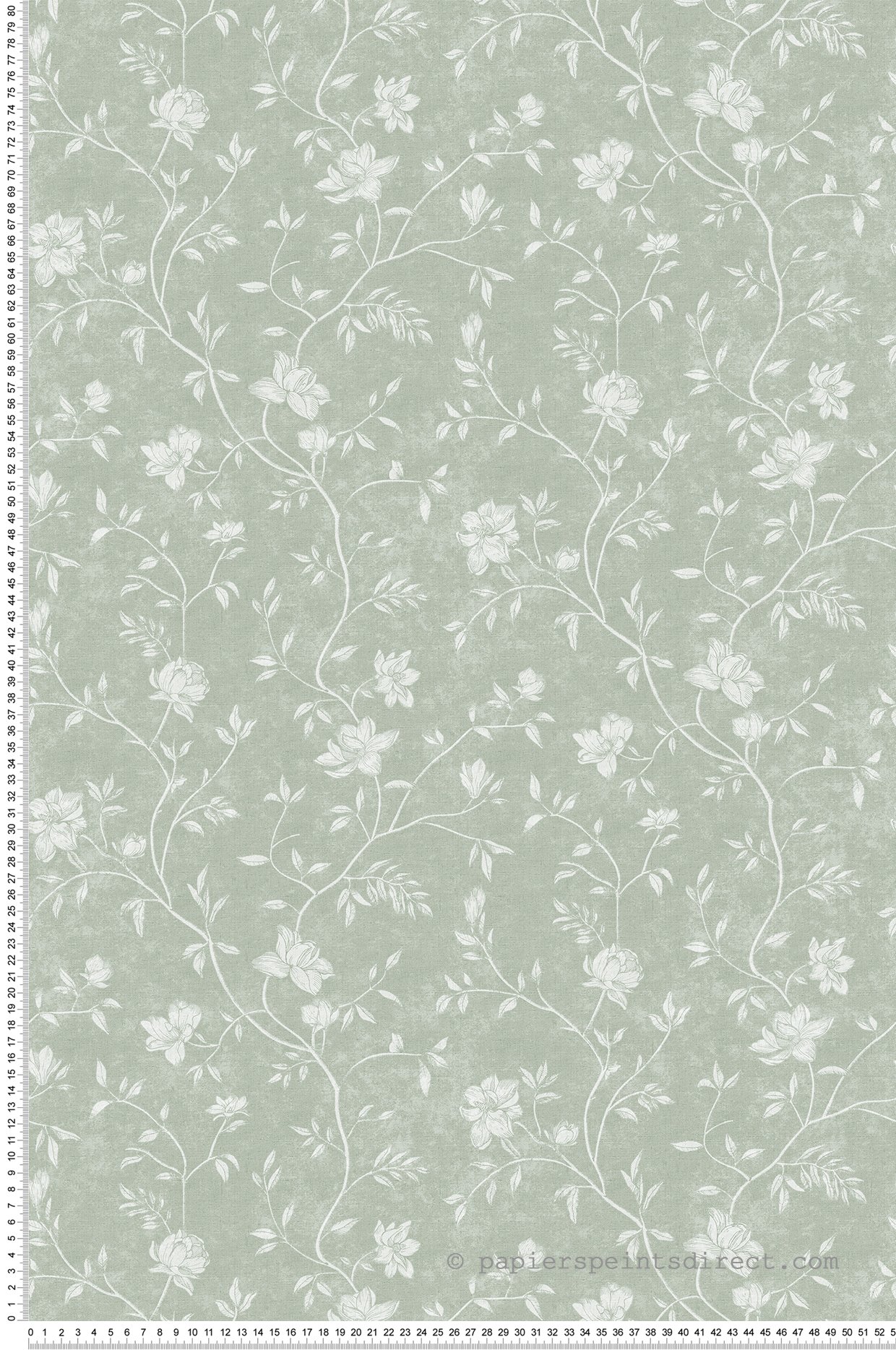 Papier peint Vintage Magnolia Fleuri vert - Romance de Lutèce | Réf. LTC-19075