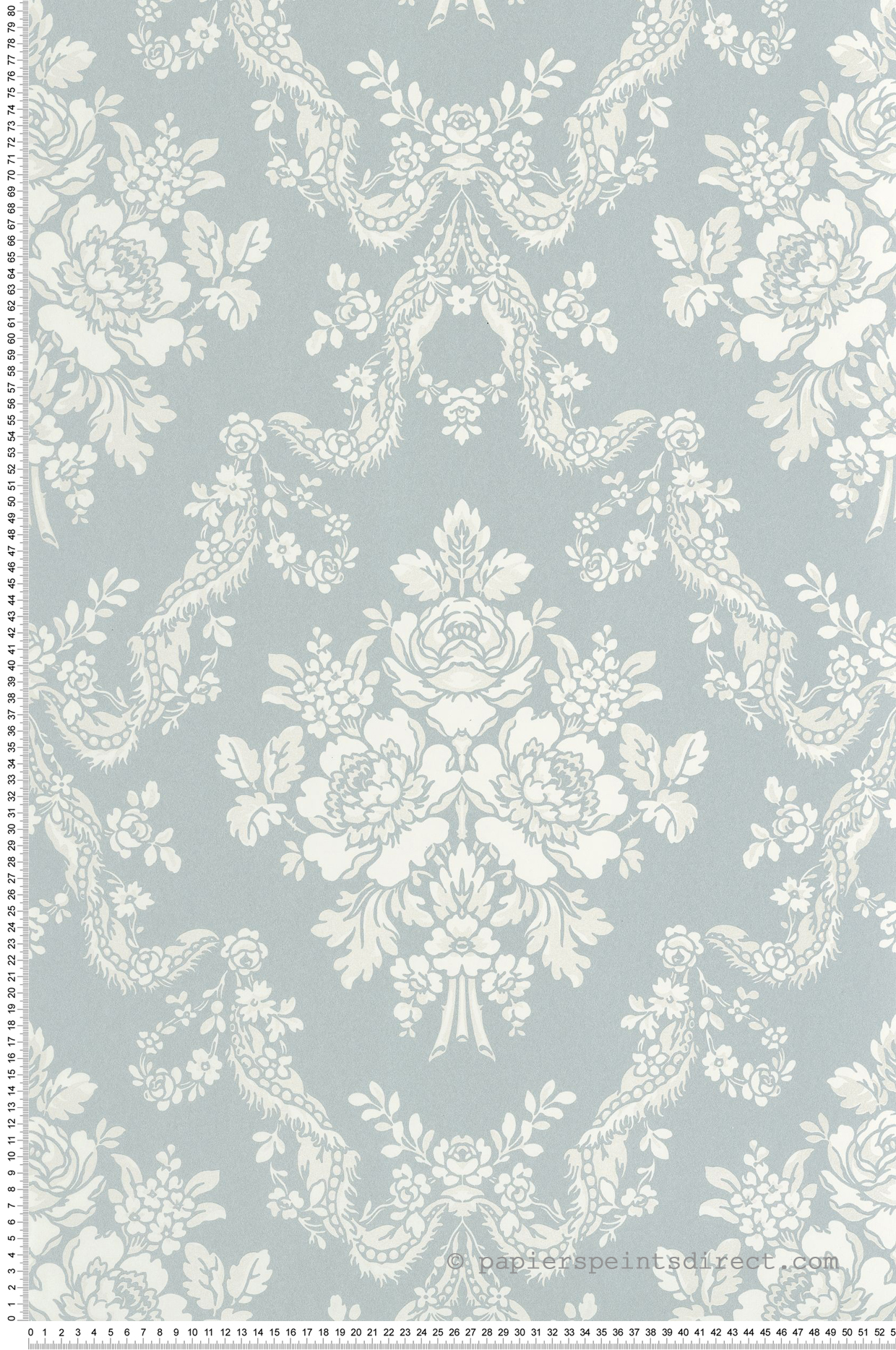 Papier peint Bouquet Pompadour bleu doux - Les Belles Toiles De Jouy 2 de Casadéco | Réf. BTJD201746336