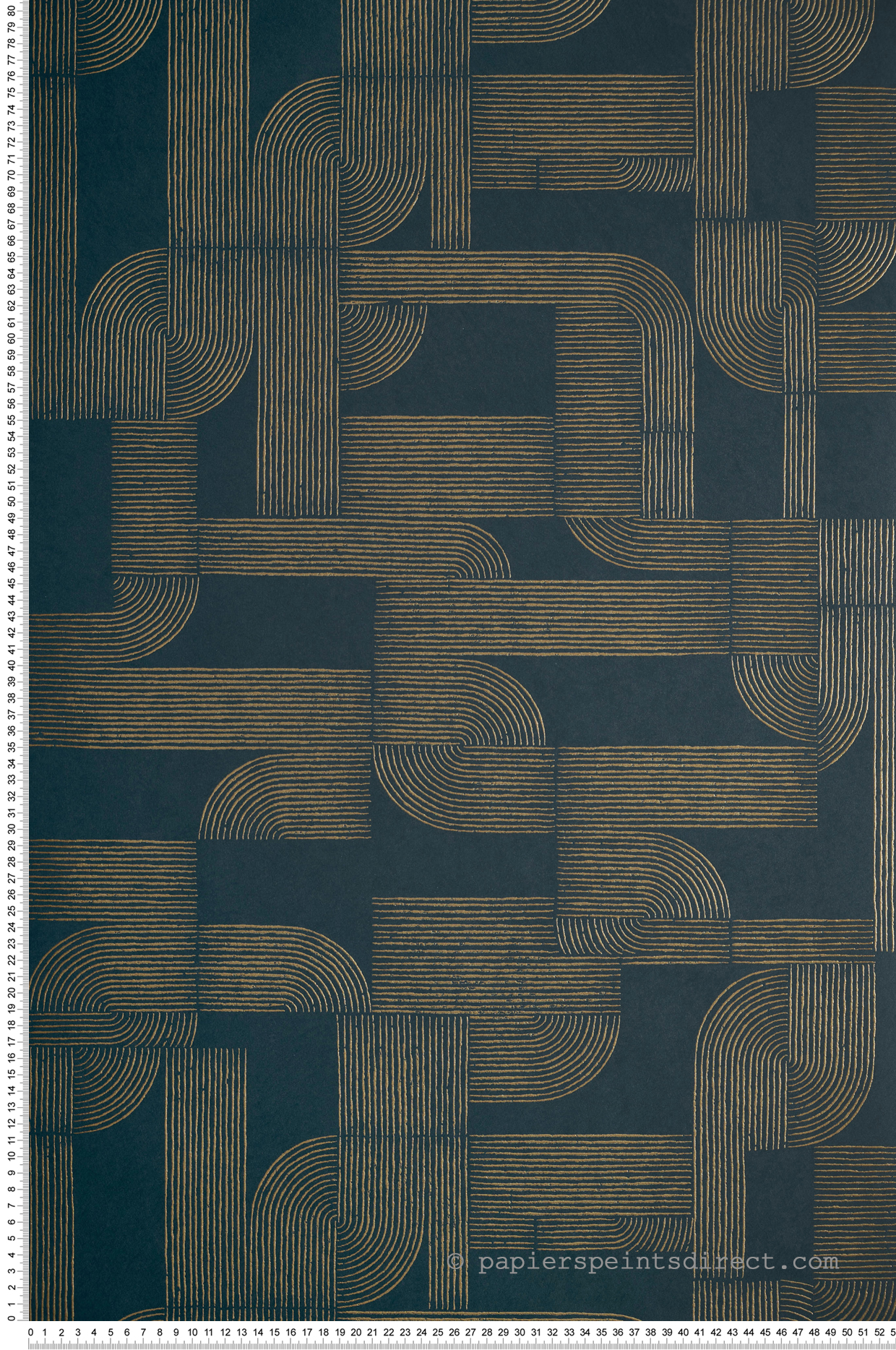 Papier peint Graphique Hector bleu pétrole doré - Square Jasmin de Casamance | Réf. CAS-75701834