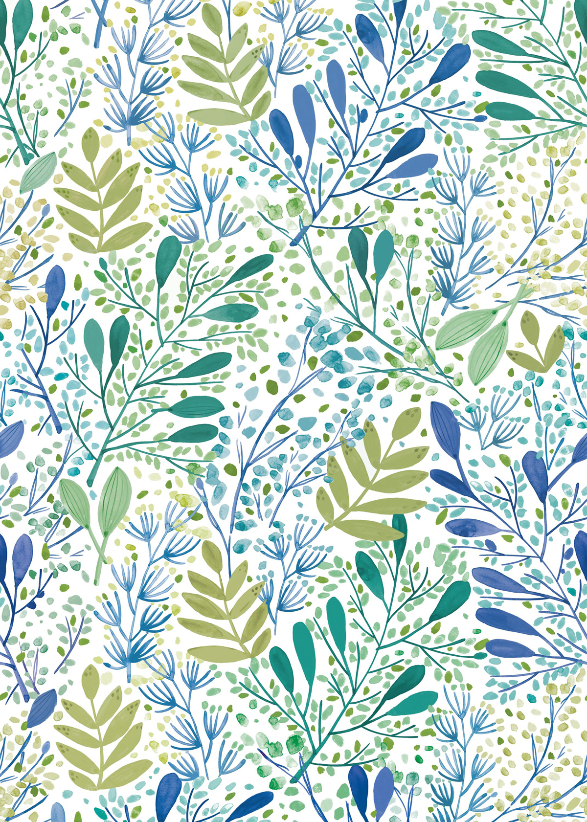 Papier peint panoramique Feuilles Wild Grass vert blanc M 200X280 - Pimp My Wall de Casélio | Réf. PMW104707003