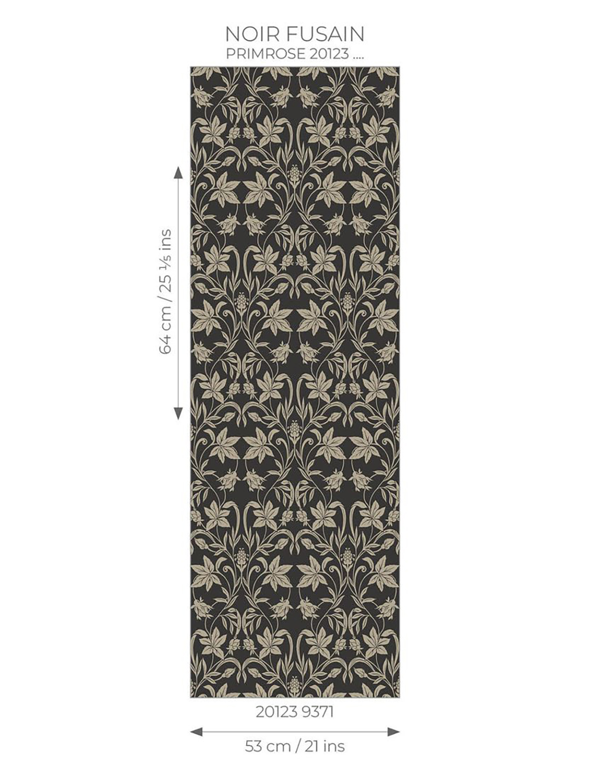 Papier peint Feuille Style Anglais Primrose noir fusain - Heritage de Casadéco AMBR | Réf. HETA201239371