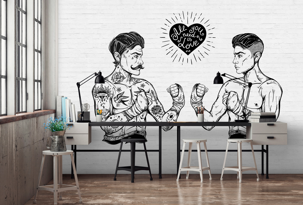 Papier peint panoramique Hipster Iconic 1 - Référence DD110401 - Intissé 200g/m2 - Standard 400 x 270