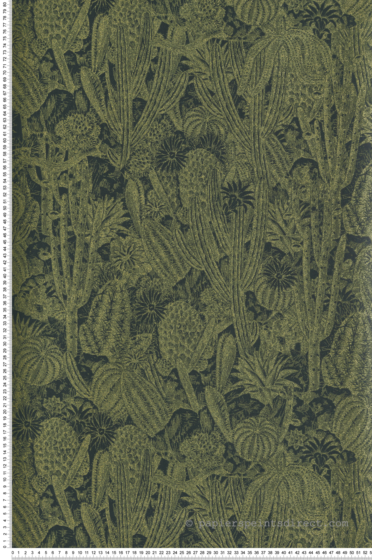 Papier peint Cactus Exotique vert sombre doré - Havana de Masureel | Réf. MAS-HAV204