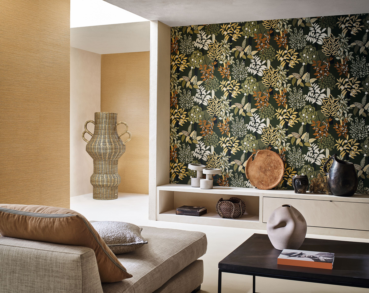 Papier peint Feuillage Peradeniya kaki - Golfe du Bengale de Casamance | Réf. CAS-75940406