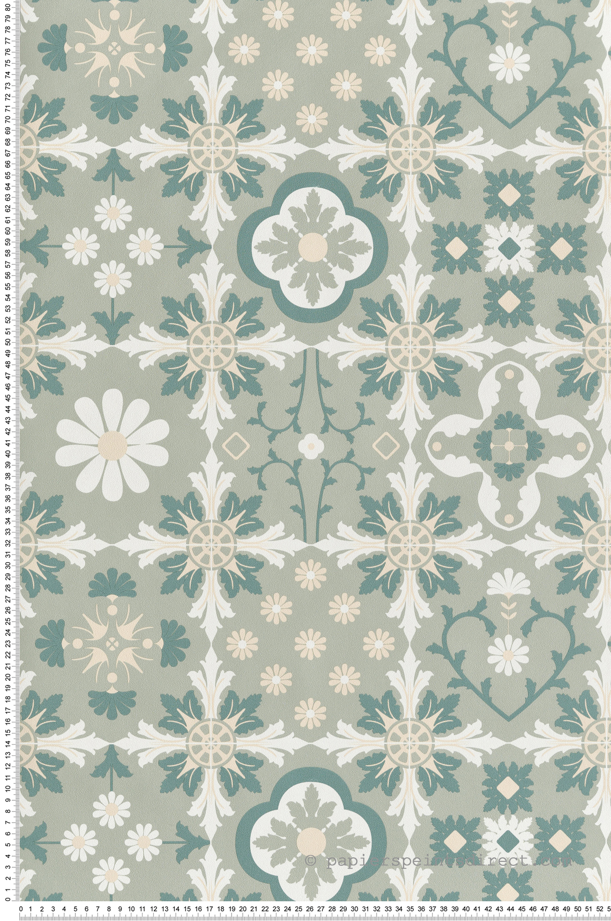 Papier Peint Carreaux Ciment Contemporain vert - Illusion d'Ugépa | Réf. UGP-M89404