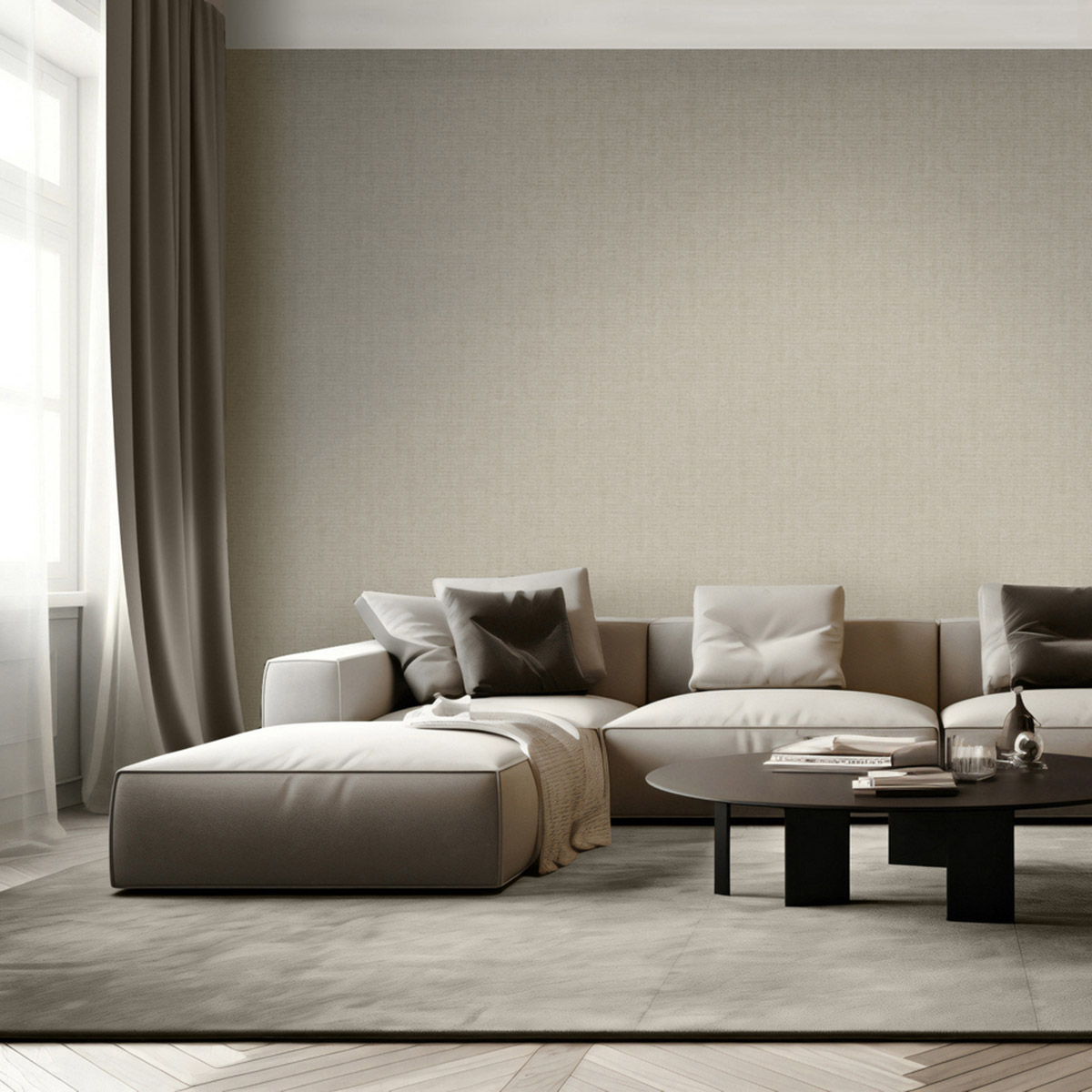 Papier Peint Faux uni Textile Paillettes taupe doré - Venezia d'Ugépa | Réf. UGP-M67308