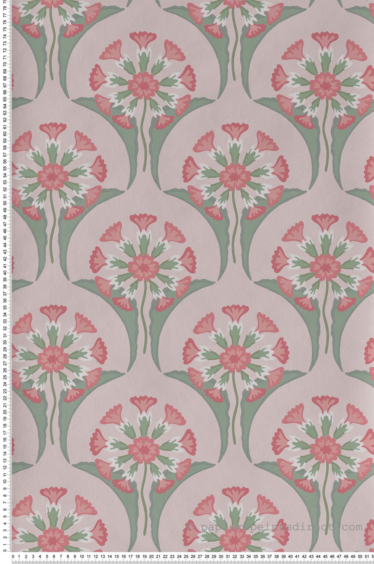 Papier peint fleuri Hencroft Pink Primula - National Trust Papers de Little Greene | Réf. 0245HEPINKP