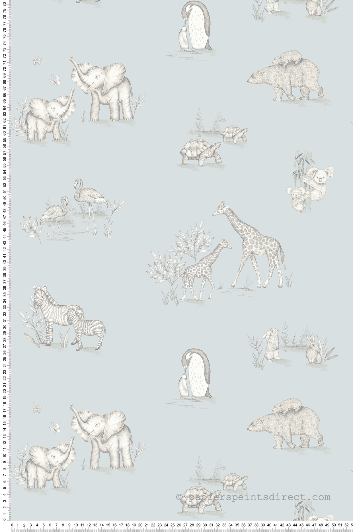 Papier peint Animaux Éléphant Safari bleu - Imagine de Lutèce | Réf. LTC-DL27551