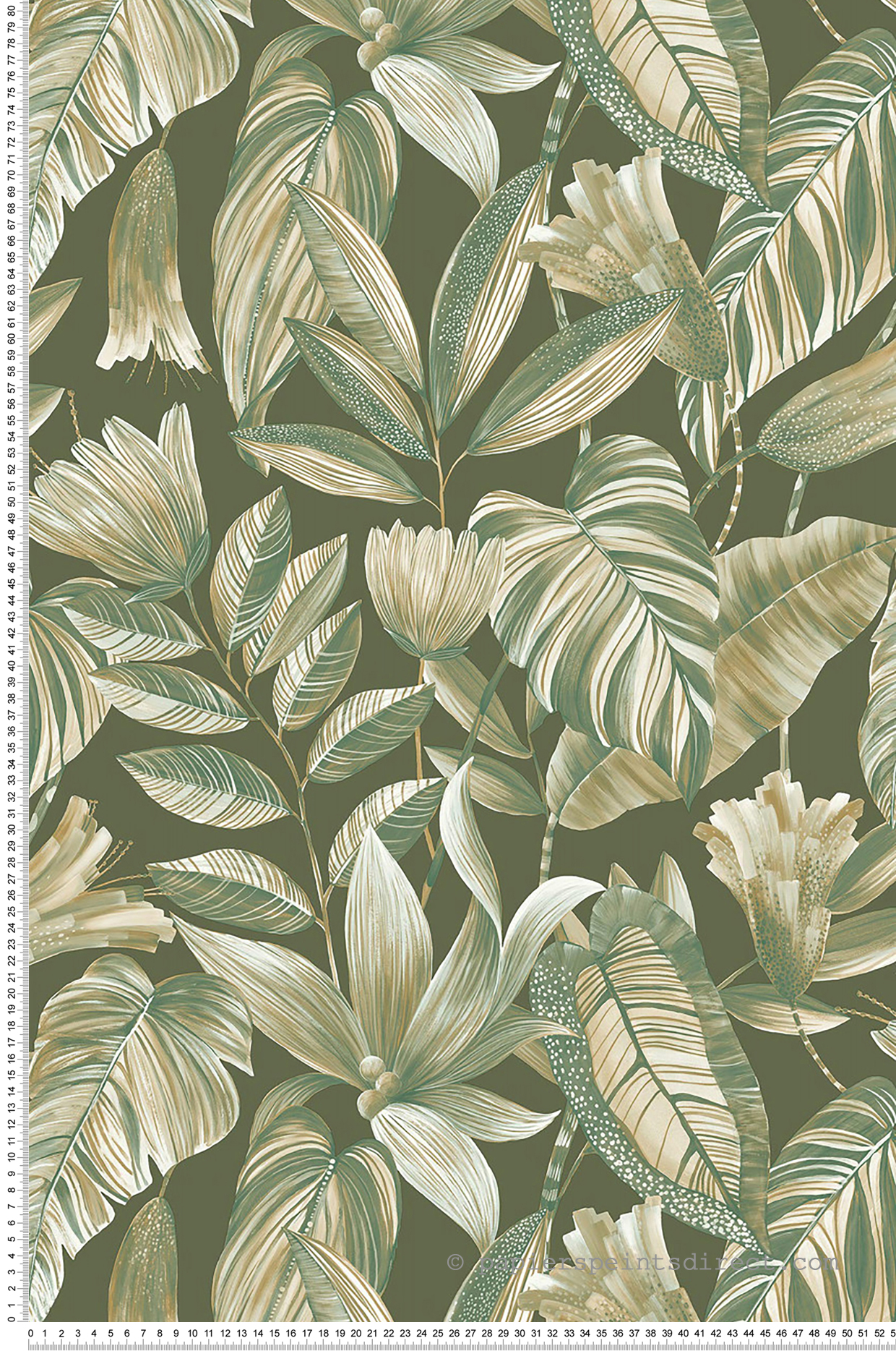 Papier peint Feuillage Jungle vert olive - Maya de Montecolino | Réf. MC-BZ3106