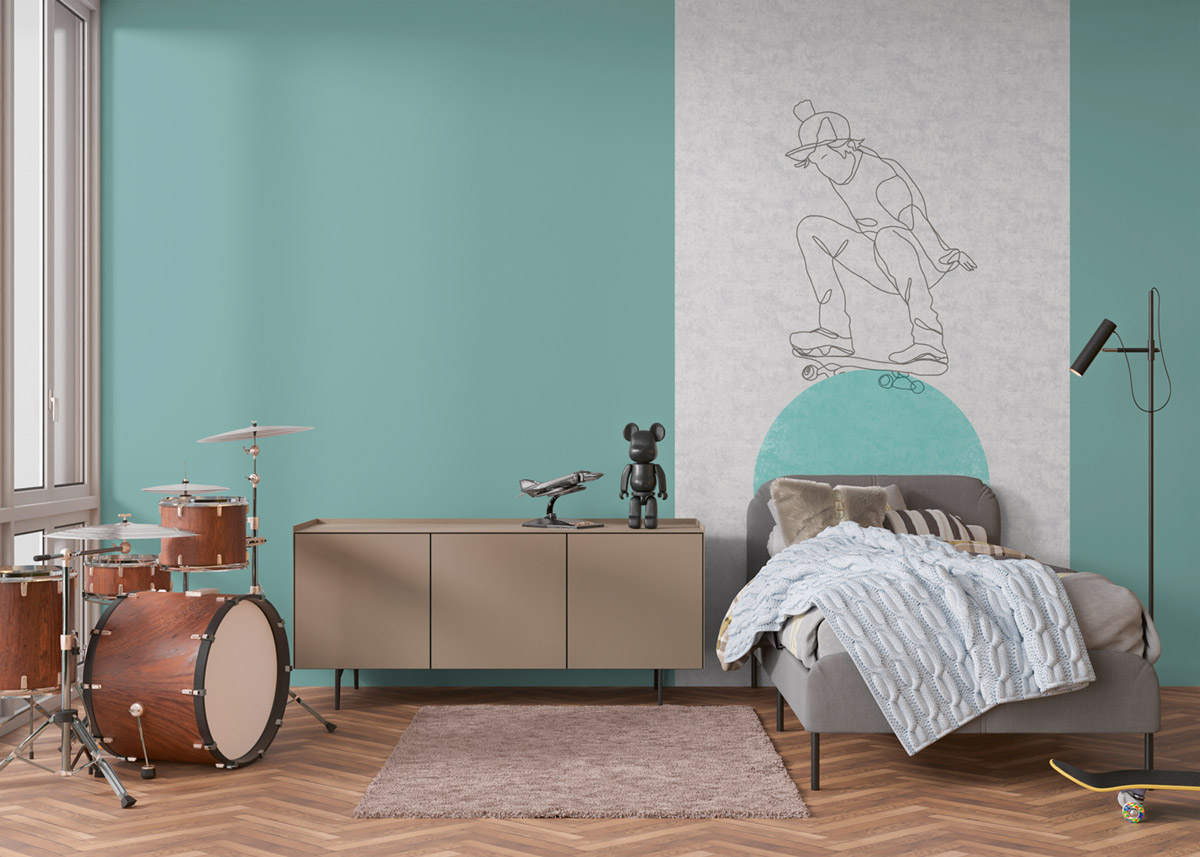 Papier peint panoramique Skateboard gris - Lilly & Luis d'A.S. Création | Réf. AS-770681