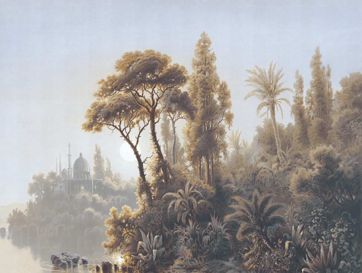 Papier peint panoramique Palais Colonial bleu - Panorama 2 de Lutèce | Réf. LTC-PAN1632C