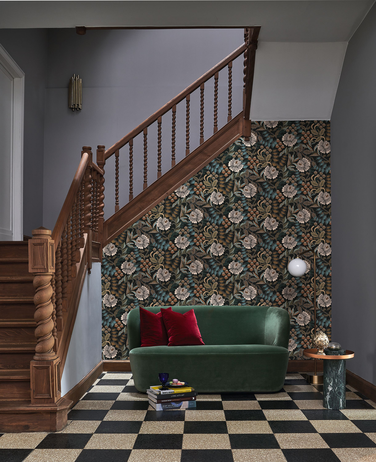 Papier peint Fleur Vintage Bloomsbury noir marron - Derby de Casadéco | Réf. DERB89289754