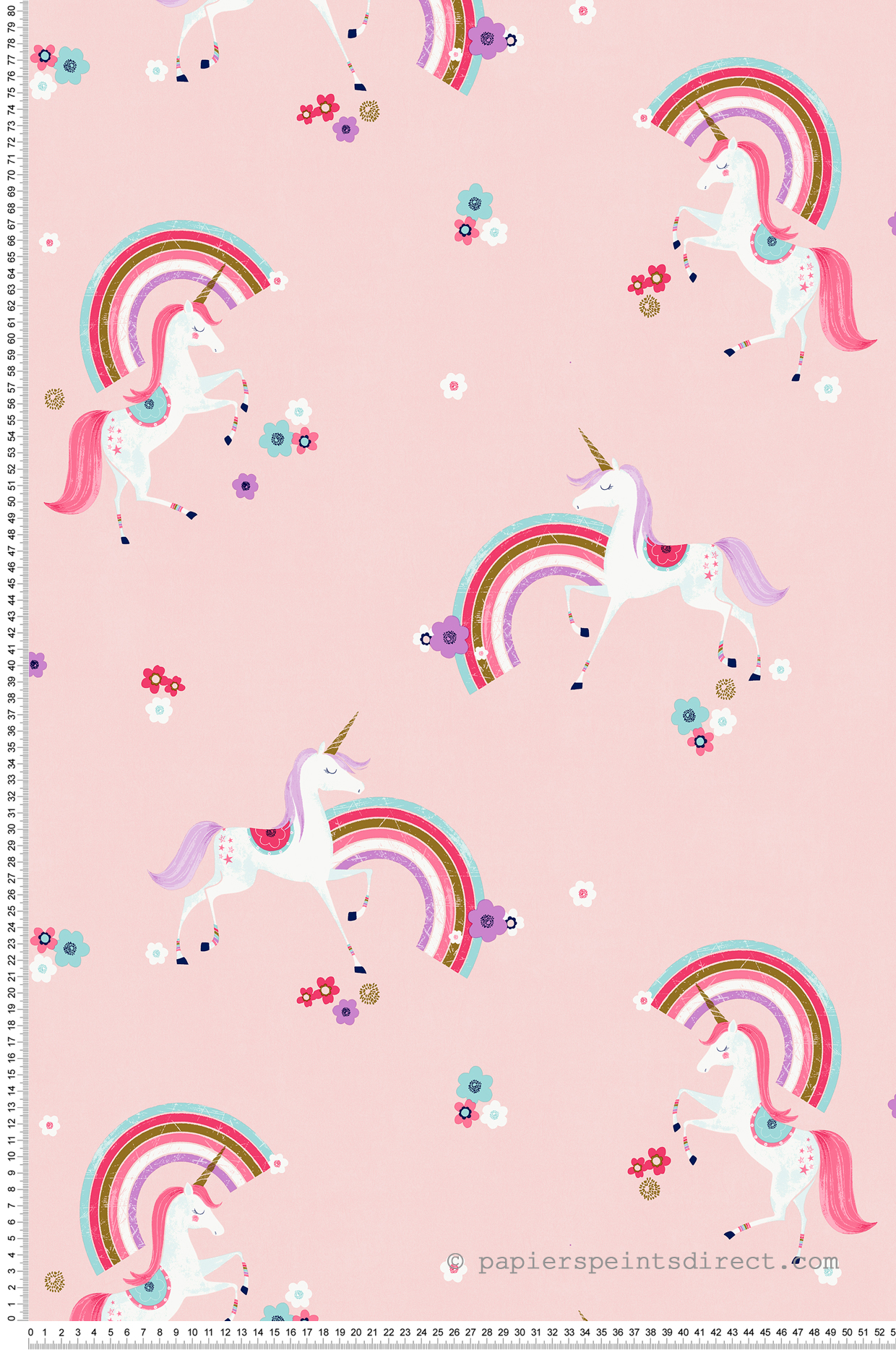 Papier peint Licorne Arc en Ciel rose - Imagine de Lutèce | Réf. LTC-DL27565