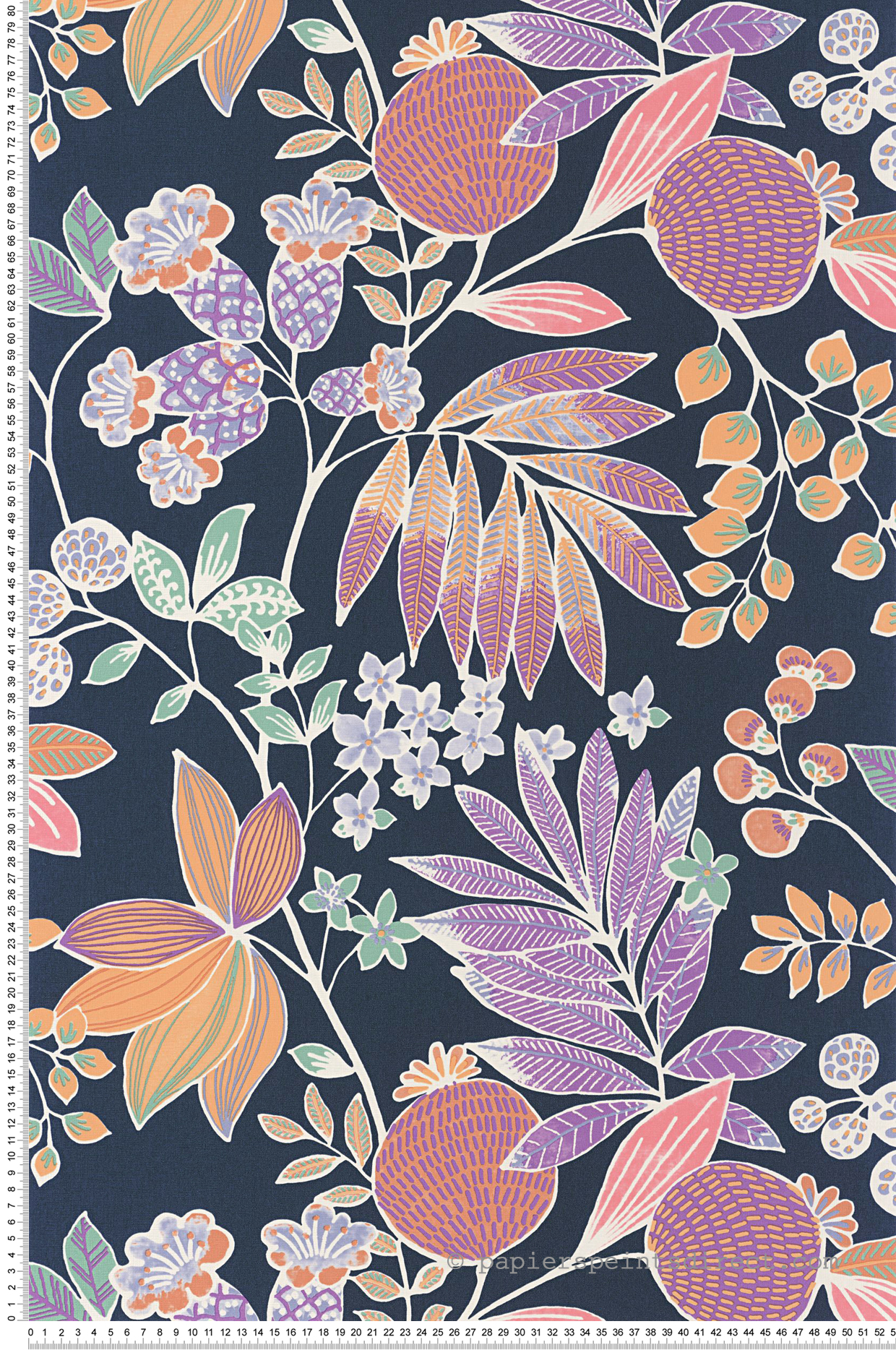 Papier peint Feuillage Palm Springs violet orange - California de Casadéco | Réf. CALF88806868