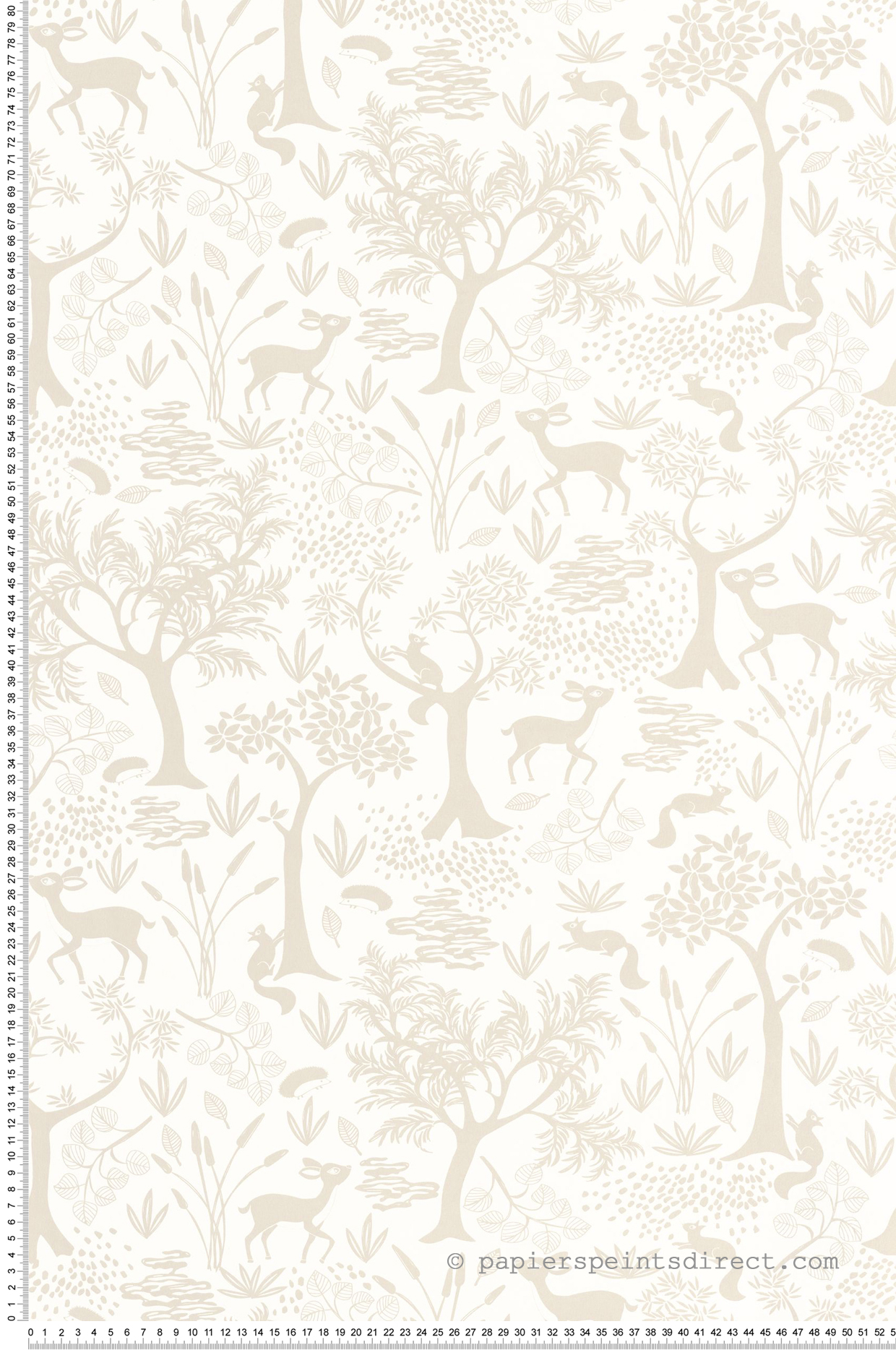 Papier peint Forêt Animaux Poetic grège - Once Upon A Time de Casadéco | Réf. OUAT88261157