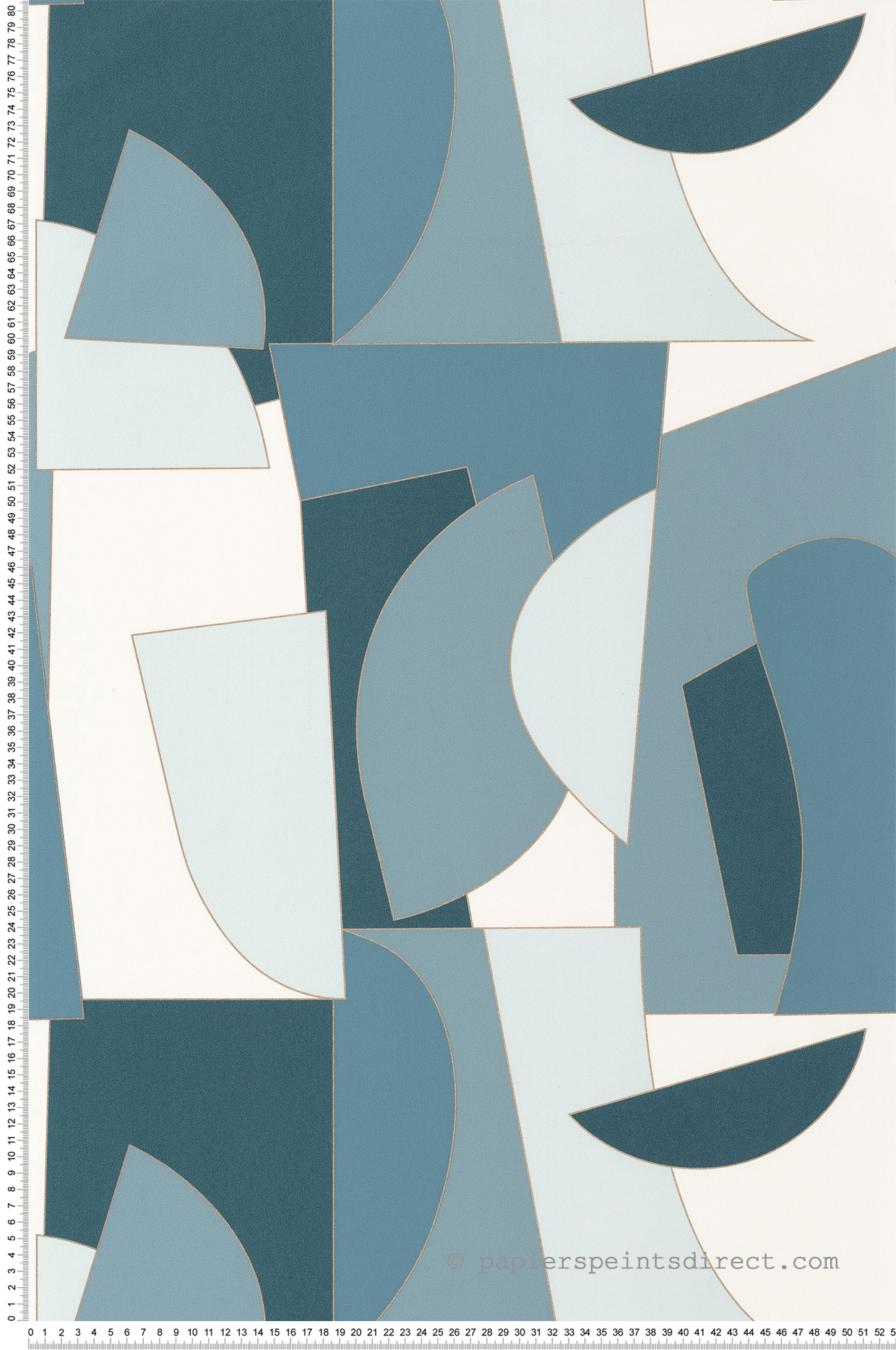 Papier peint Graphique Figures bleu jean doré - Outlines de Casélio | Réf. OTLS105010644