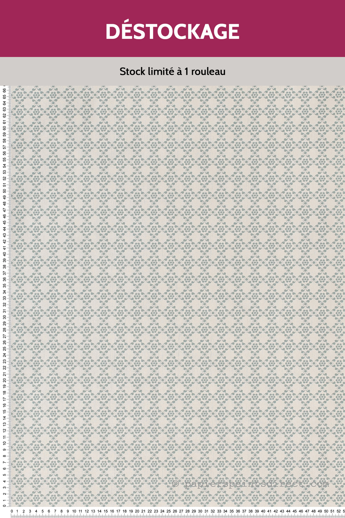 Papier peint Destockage - Géométrie Florale Vert D'Eau - Rétro Vintage