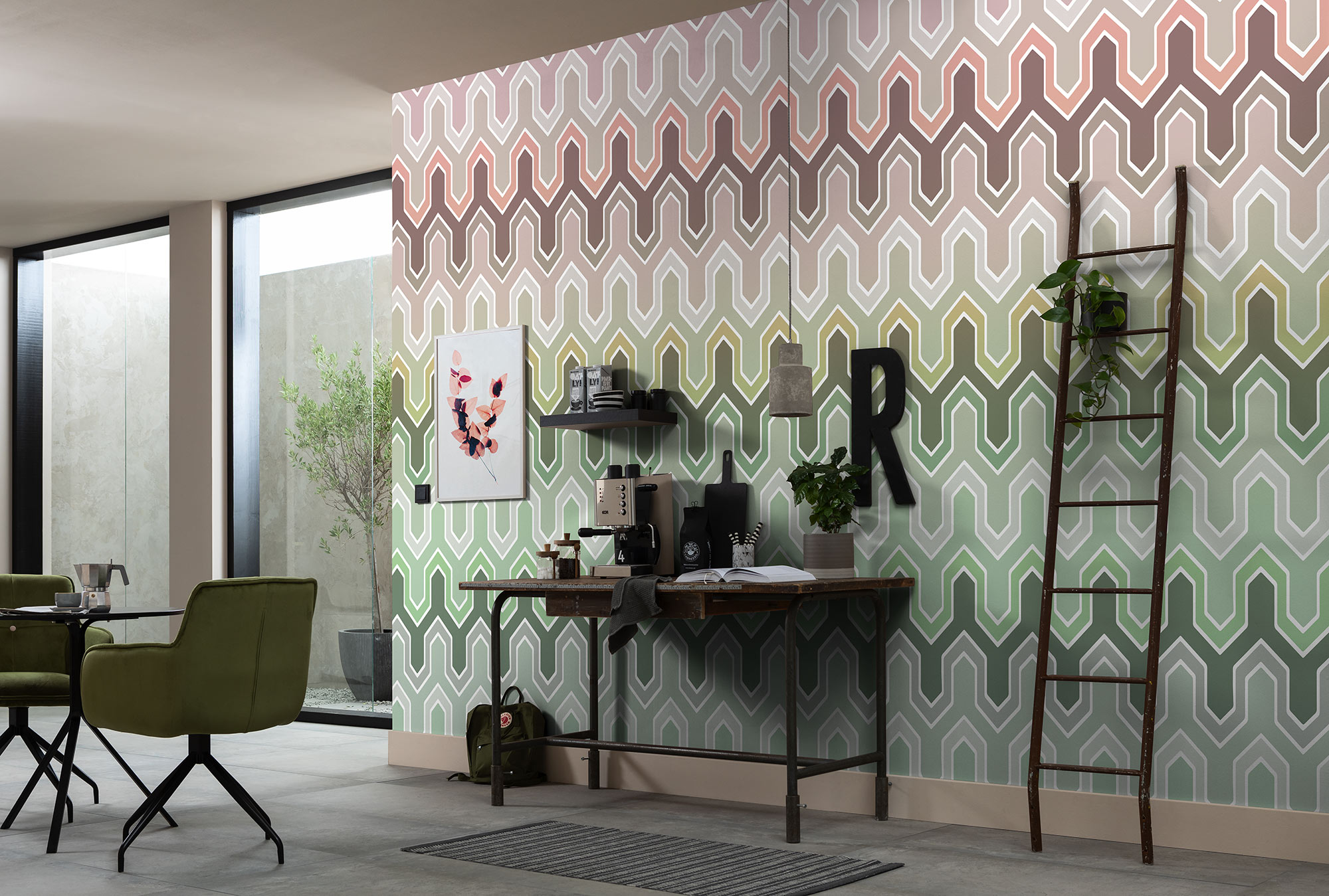 Papier peint panoramique Géométrie Rétro Castle - Papier peint Komar Flair