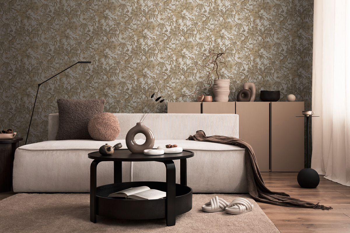 Papier peint Jungle Feuillage argenté brun - History of Art 2 d'AS Création | Réf. AS-790474