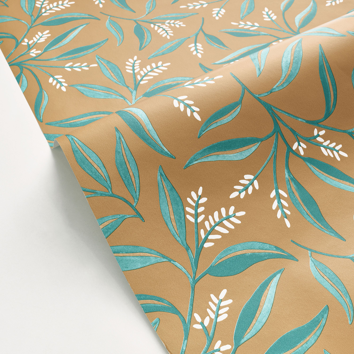 Papier peint Feuille Grasse vert camel - Green & Co de Casélio | Réf. GCO103882778