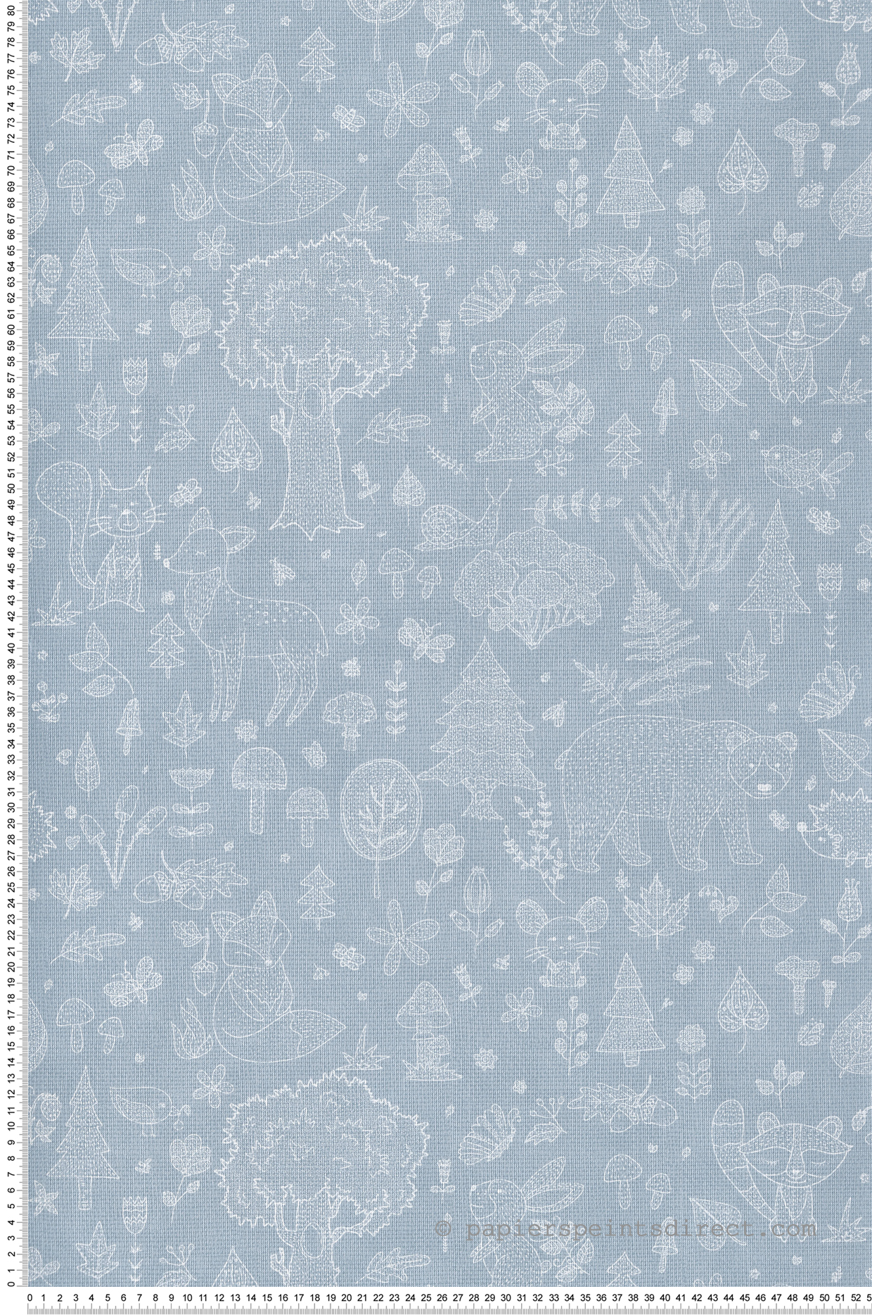 Papier peint Animaux De La Forêt bleu blanc - Babyland 2 de Lutèce | Réf. LTC-14806