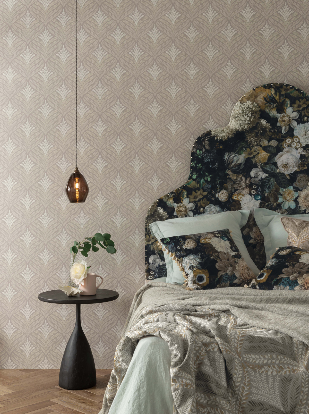 Papier peint Feuillage Charme Sotherton gris - Mansfield de Osborne & Little | Réf. OSB-W7460-01