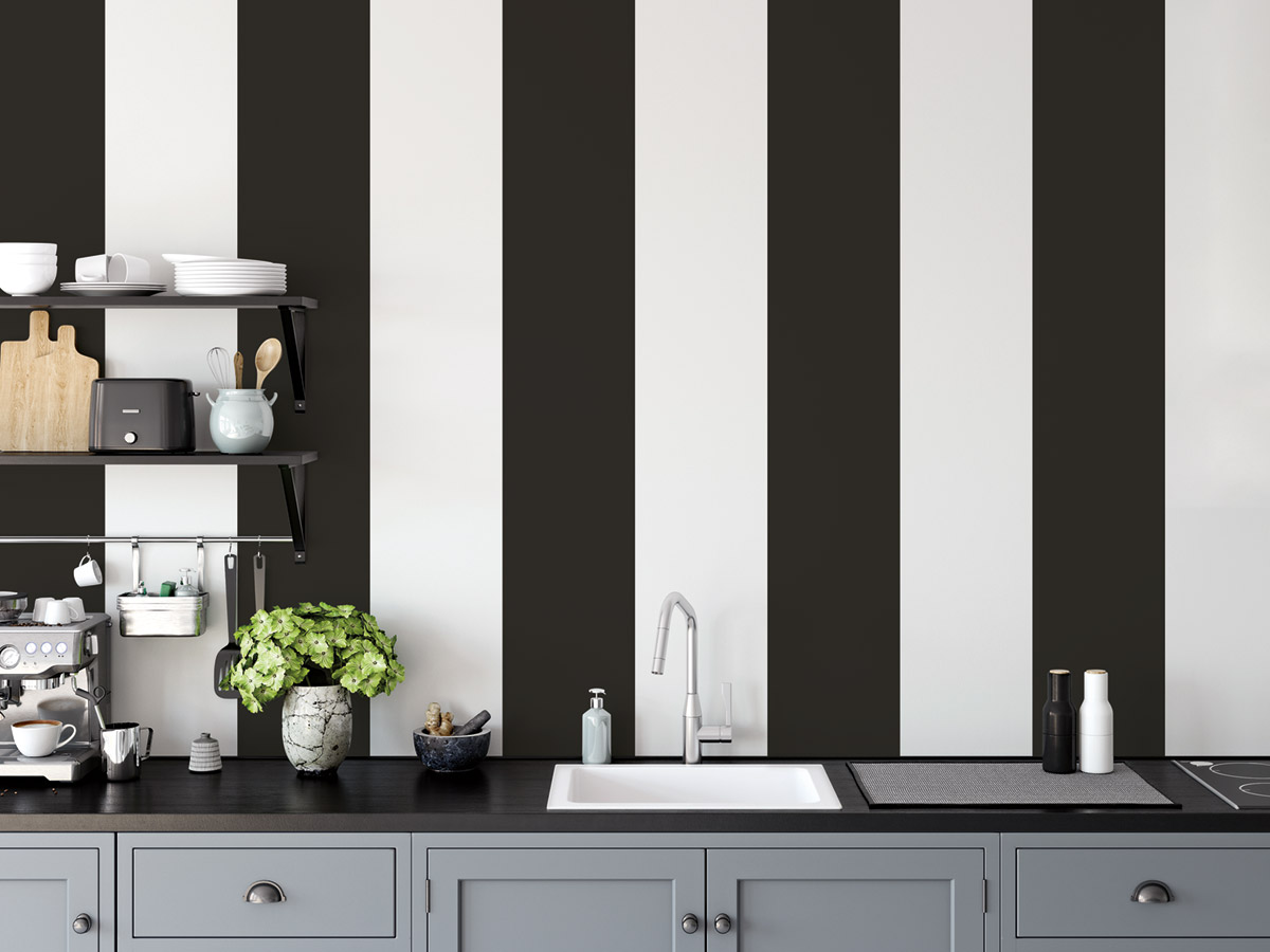 Papier peint Rayure Extra Large noir et blanc - Jeux de Rayures 3 de Lutèce | Réf. LTC-G68076