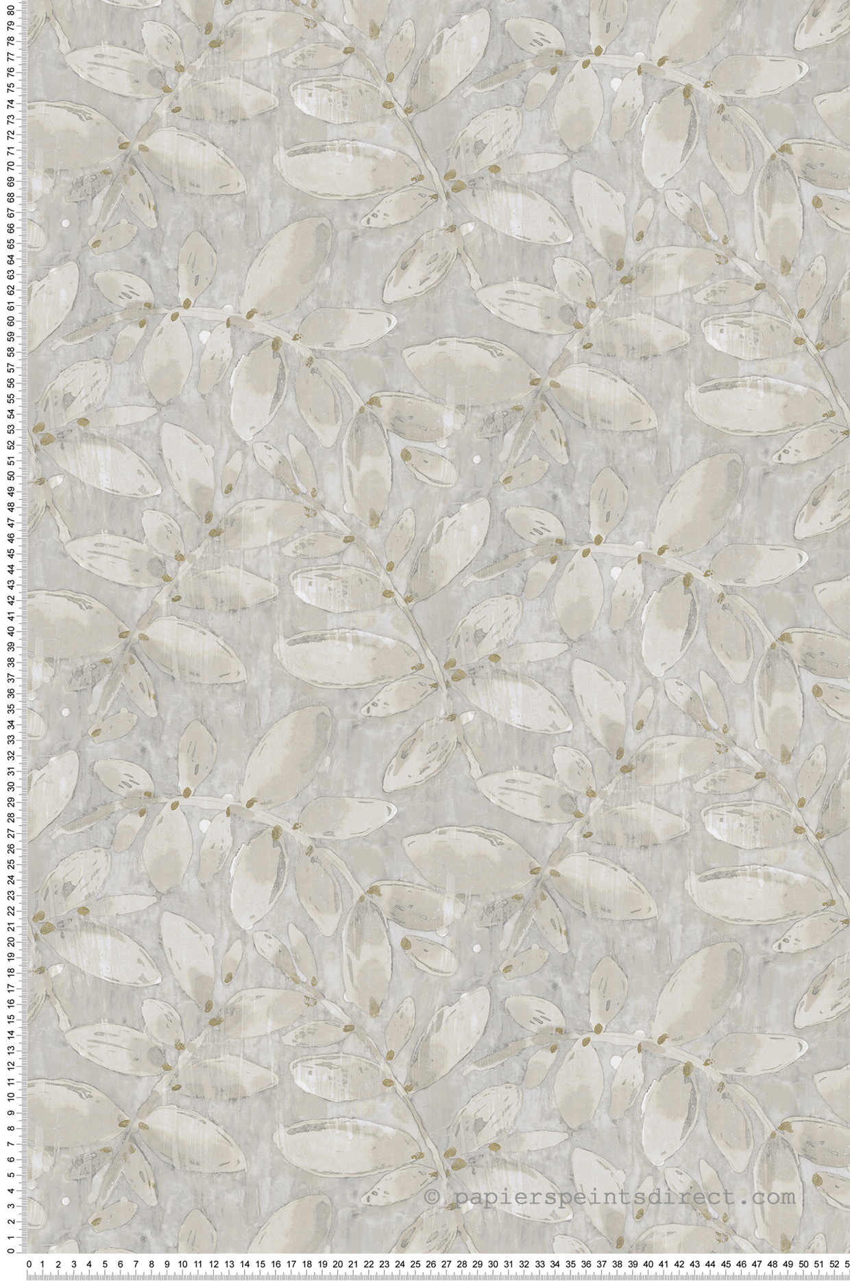 Papier peint Feuillage Délavé gris clair - Aristide de Lutèce | Réf. LTC-485-1