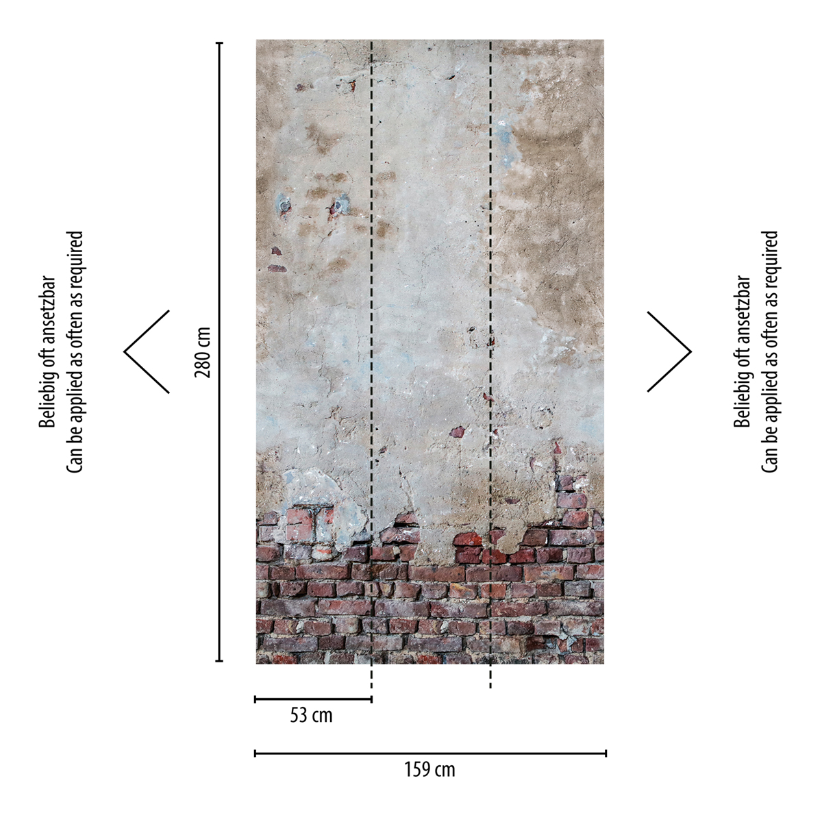Papier peint panoramique Mur de Vieille Brique Enduit - The Wall d'A.S. Création | Réf. AS-383361