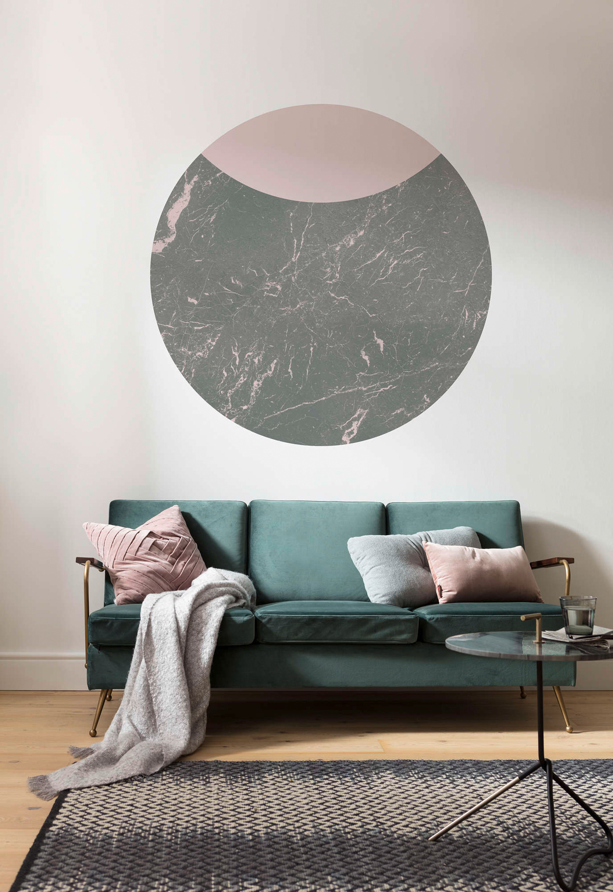 Papier peint adhésif rond Marbré  Stripe Marmor - Papier peint Komar Dots