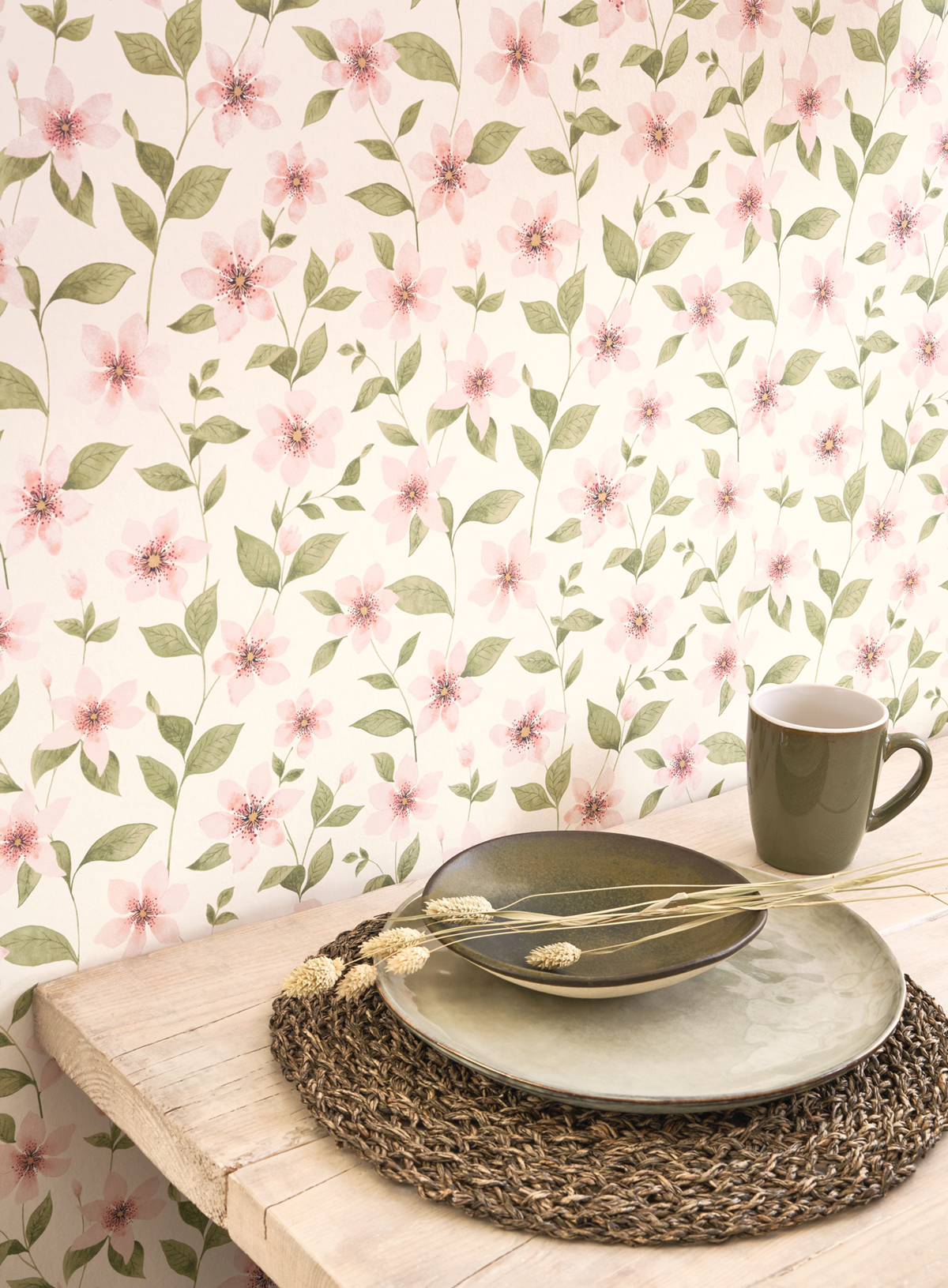 Papier peint Fleurs Clématites rose blanc - Gardens de Casadéco AMB3 | Réf. GADN87644352