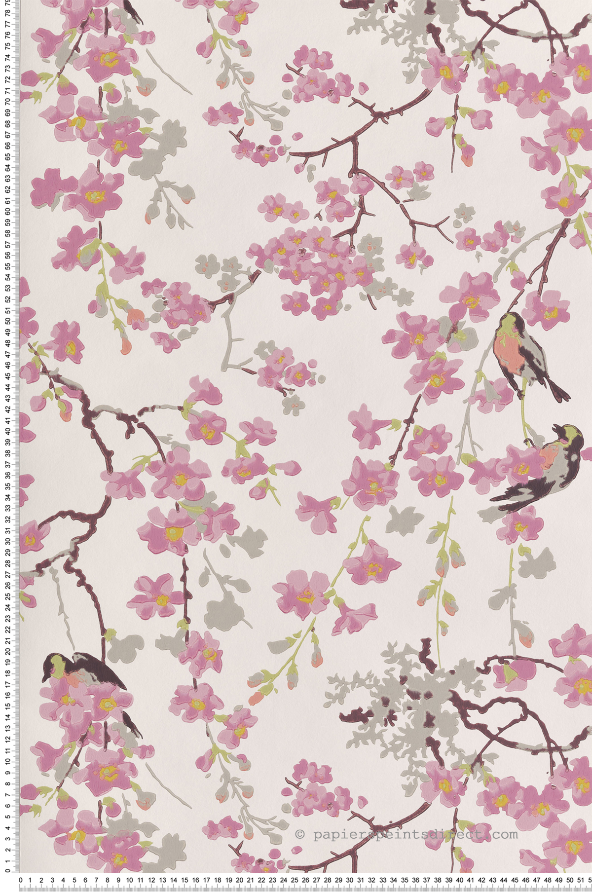 Papier peint fleurs Massingberd Blossom Mineral - National Trust Papers 2 de Little Greene | Réf. 0260MAMINER