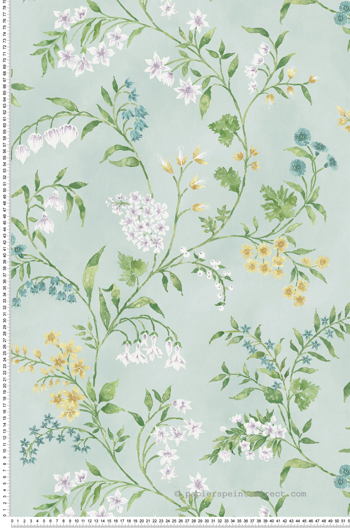 Papier peint Fleurs Almora bleu clair - Signature de Nina Campbell | Réf. OSB-NCW4491-05