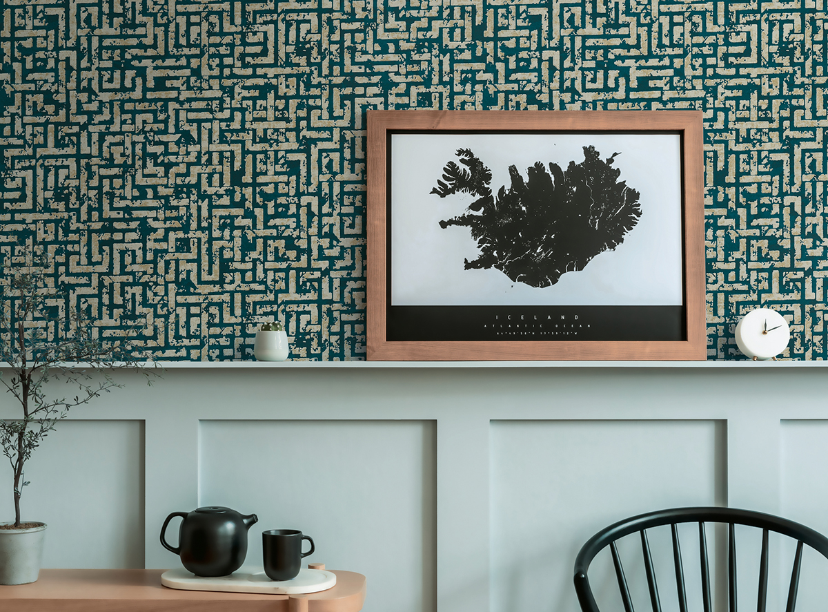 Papier peint Graphique Effet Vieilli canard et doré - My Home My Spa d'A.S. Création | AMB Réf. SP15861