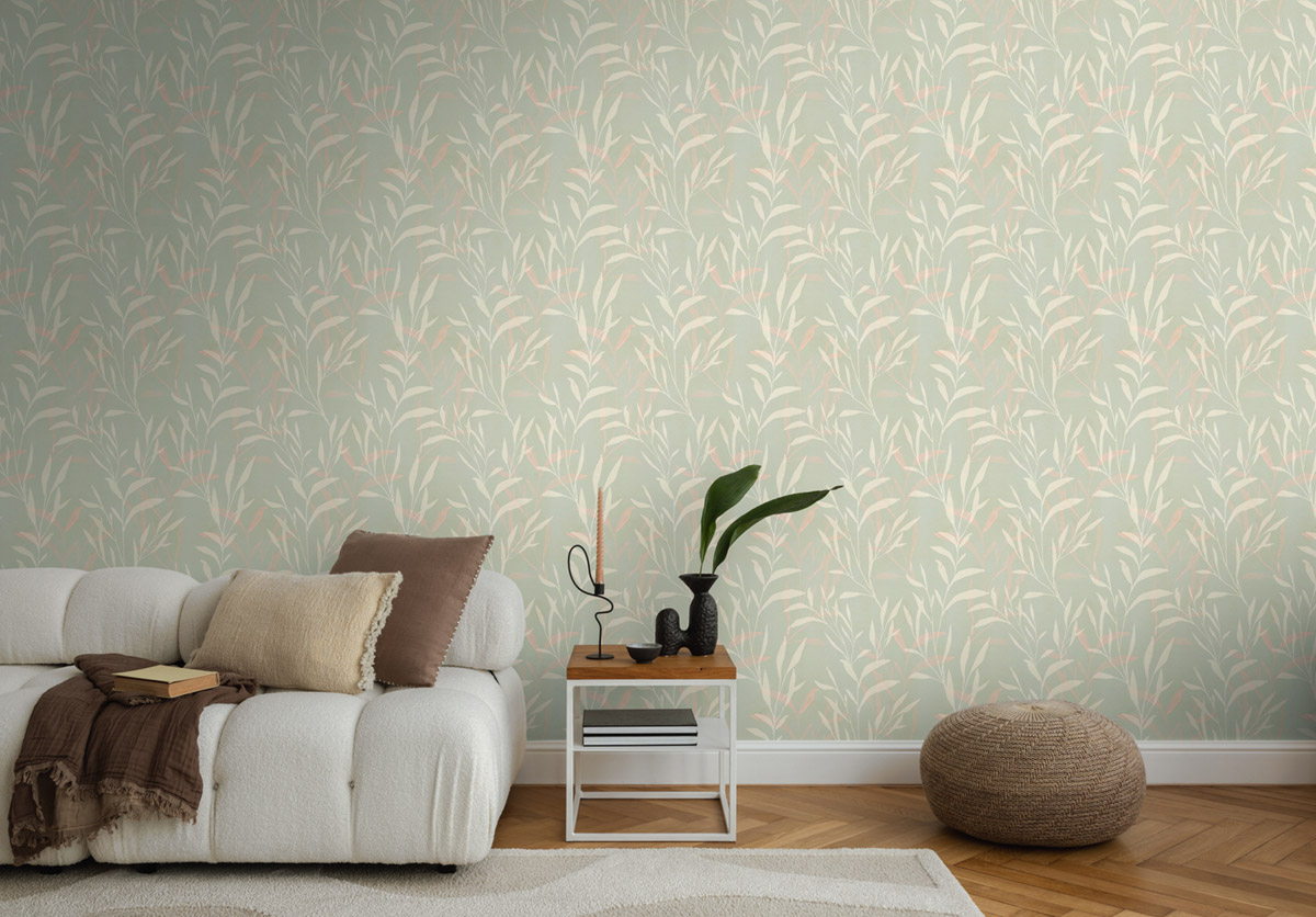Papier peint Branchage Minimaliste vert amande - Anna D'Andrea d'A.S. Création | Réf. AS-782221