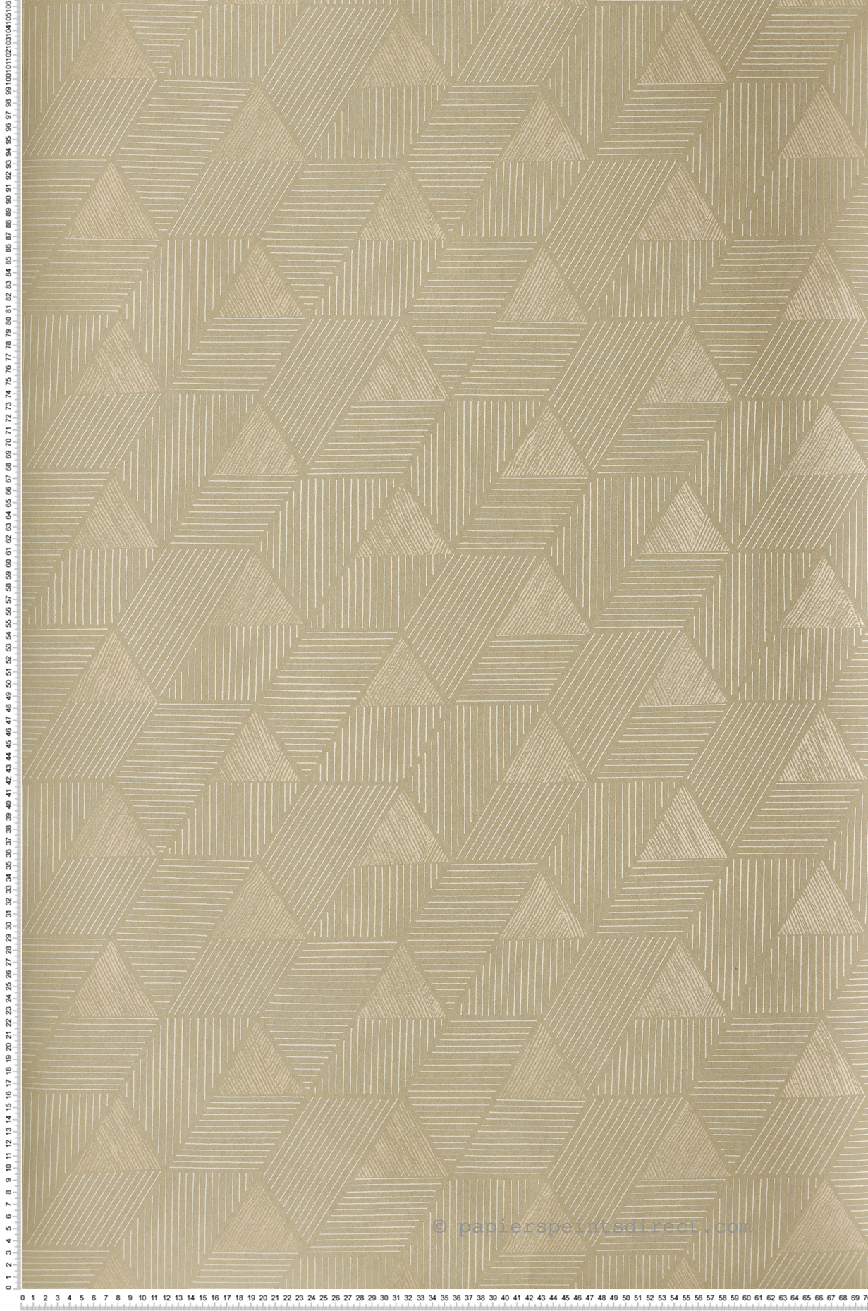 Papier peint Triangle Ethnique Méroé vert cendré doré - Bord Du Nil de Casamance | Réf. CAS-76172344