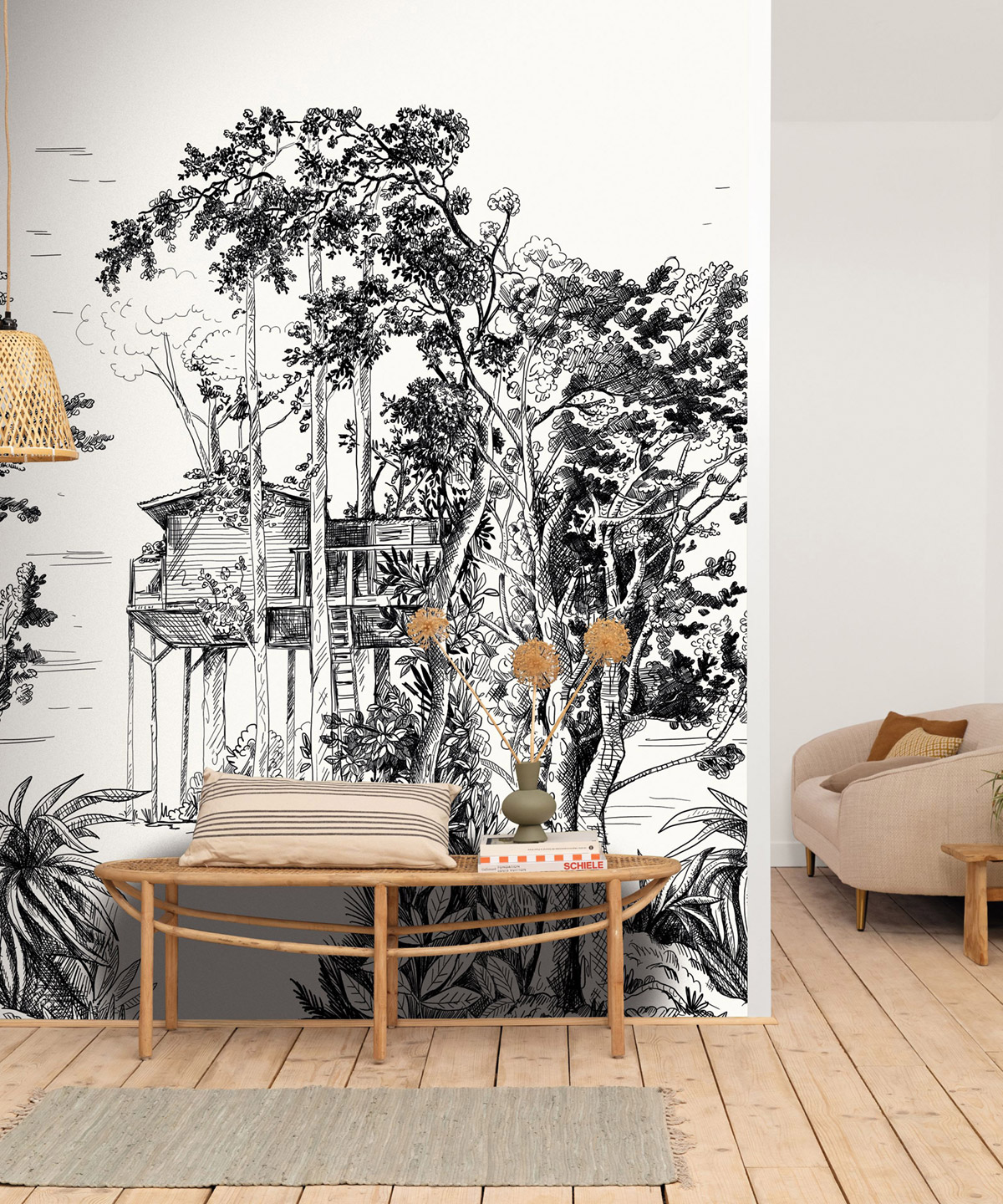 Papier peint panoramique Paysage The Garden Shed noir blanc S 200X250 - Green Life 2 de Casélio | Réf. GNL2105420905