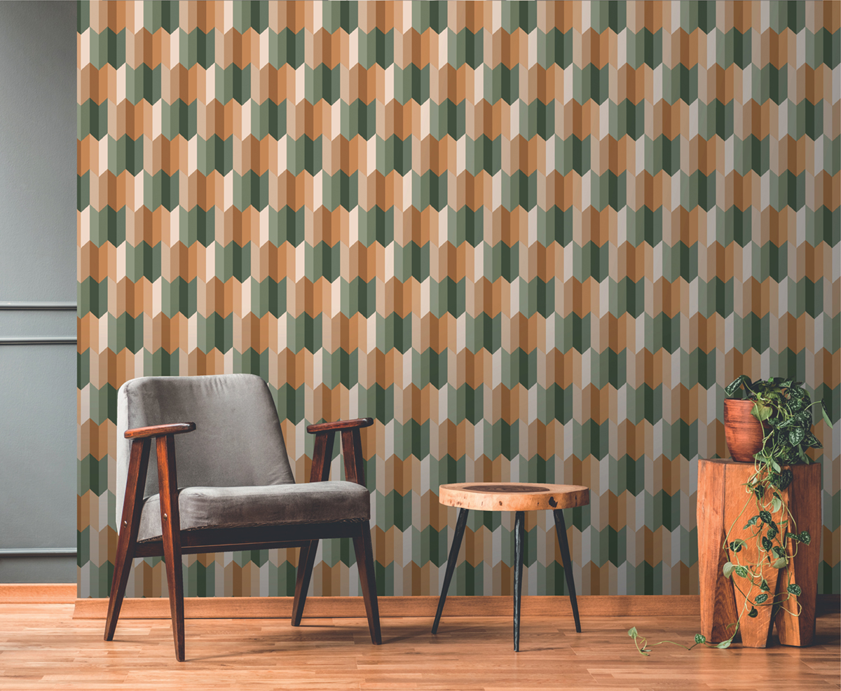 Papier peint Parallélogramme 3D vert - Bensimon 2 de Lutèce | Réf. LTC-51172804