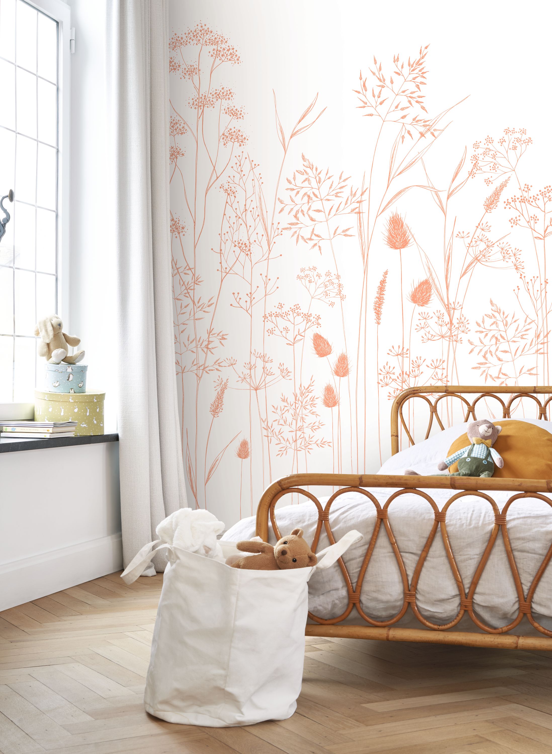 Papier peint panoramique Fleur Capillaris M corail 200x280 - Wonderwalls de Casadéco | Réf. WDWS89143603