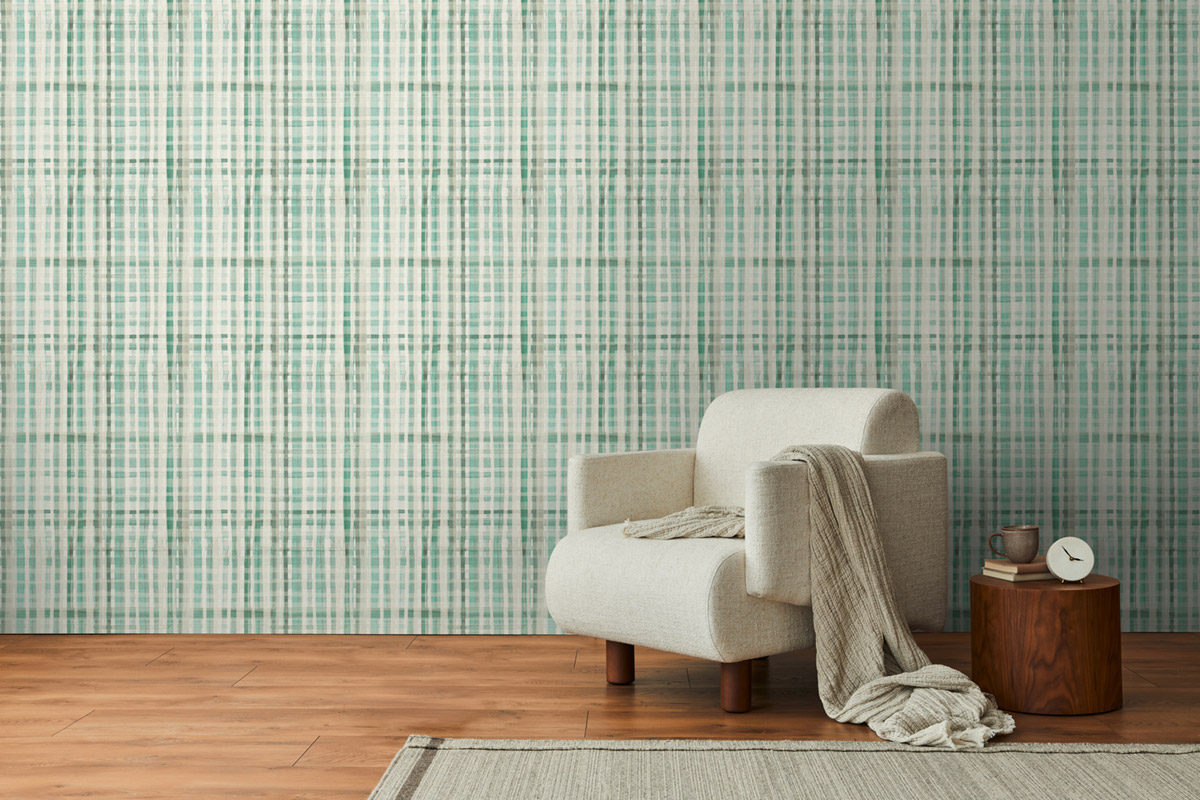 Papier peint Tartan Écossais vert turquoise - Anna D'Andrea d'A.S. Création AMB2| Réf. AS-782243