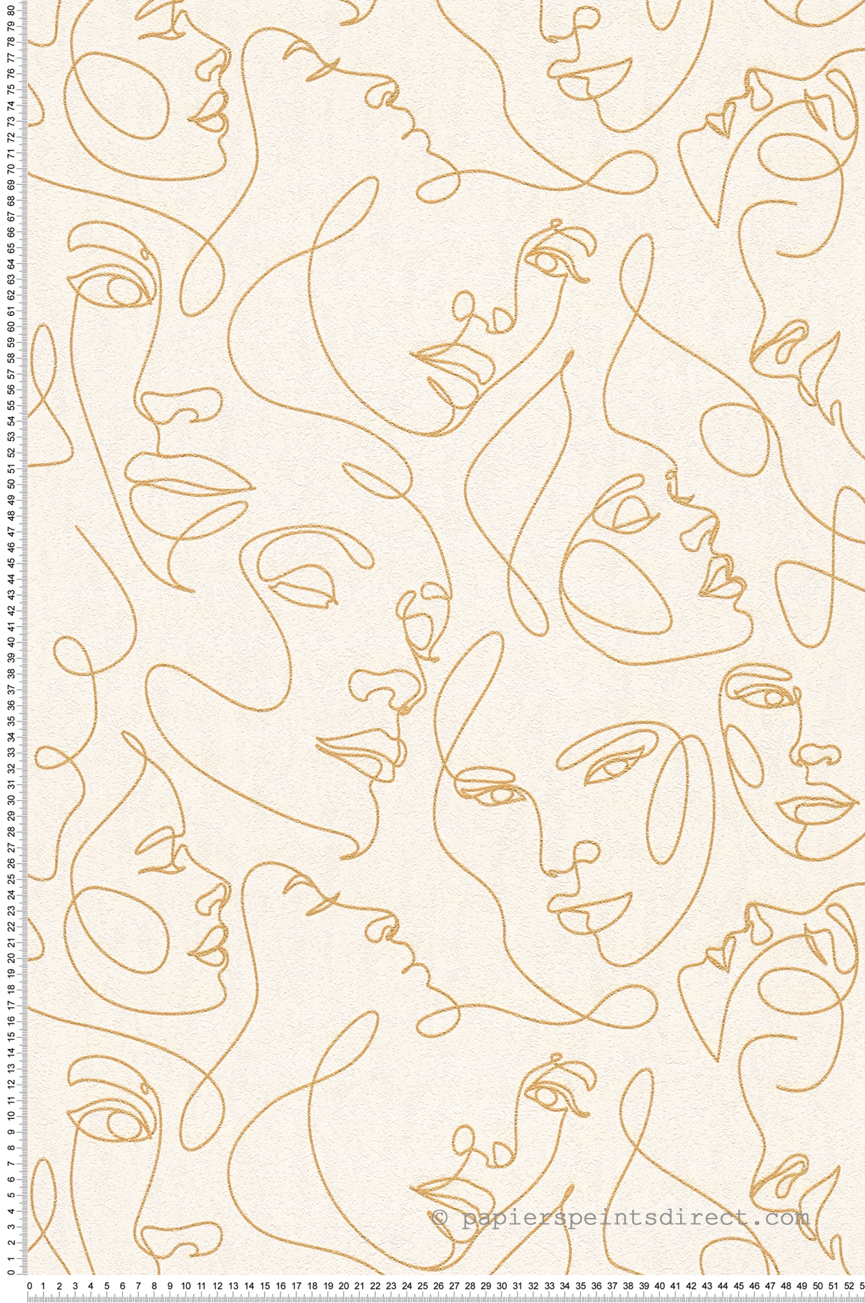 Papier peint Visages One Line Art doré blanc - Pintwalls 3 d'A.S. Création | Réf. AS-791722