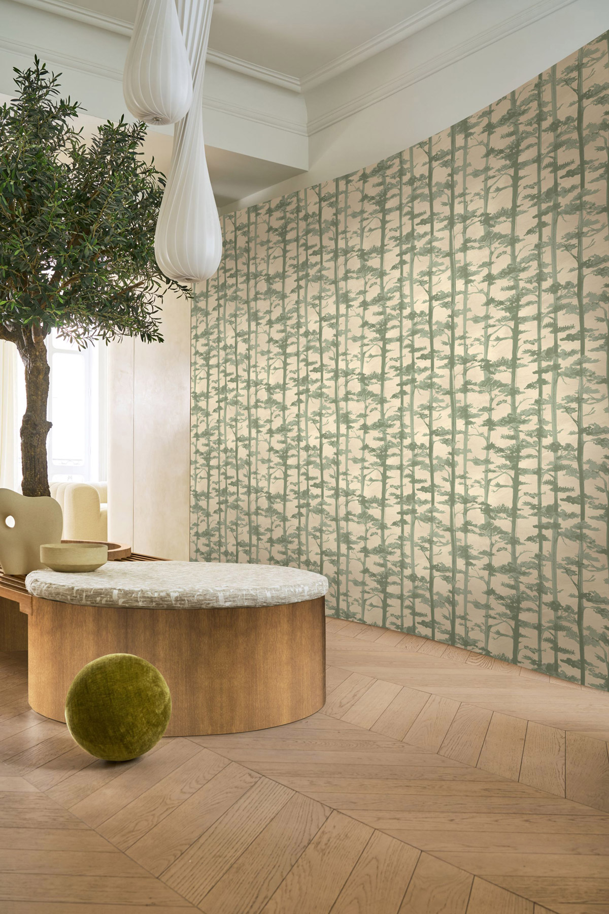 Papier peint Arbre Pin Ame sable eucalyptus - Légendes de Casamance | Réf. CAS-70040610